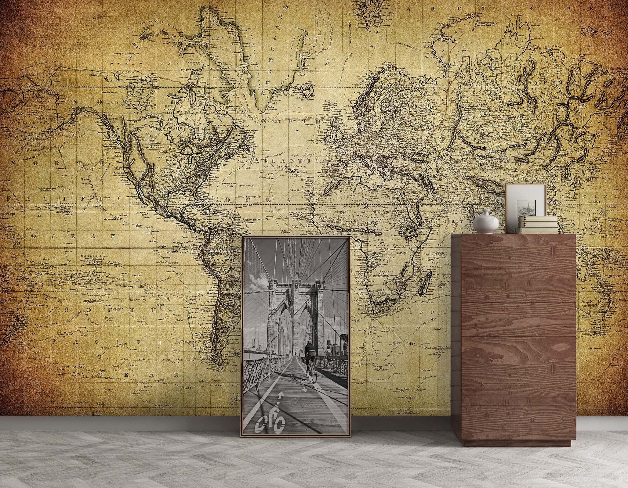 3D Yellow World Map 119 Wall Murals Wallpaper AJ Wallpaper 2 