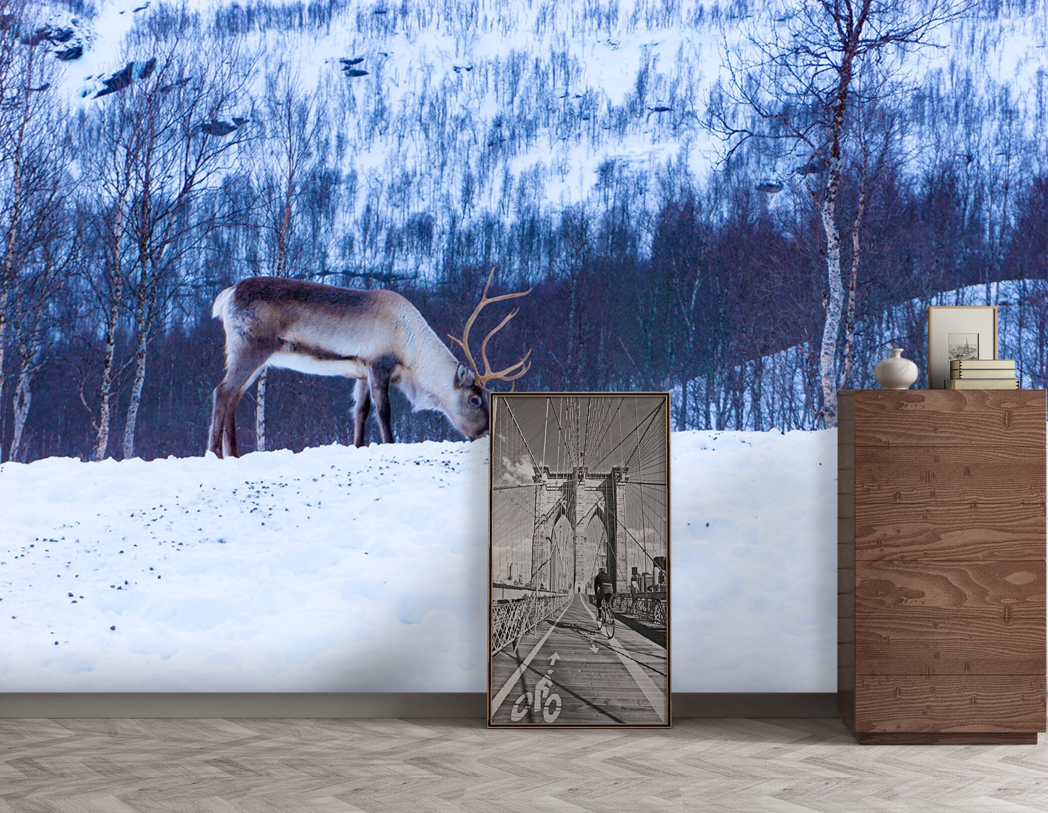 3D Snow Deer 221 Wall Murals Wallpaper AJ Wallpaper 2 