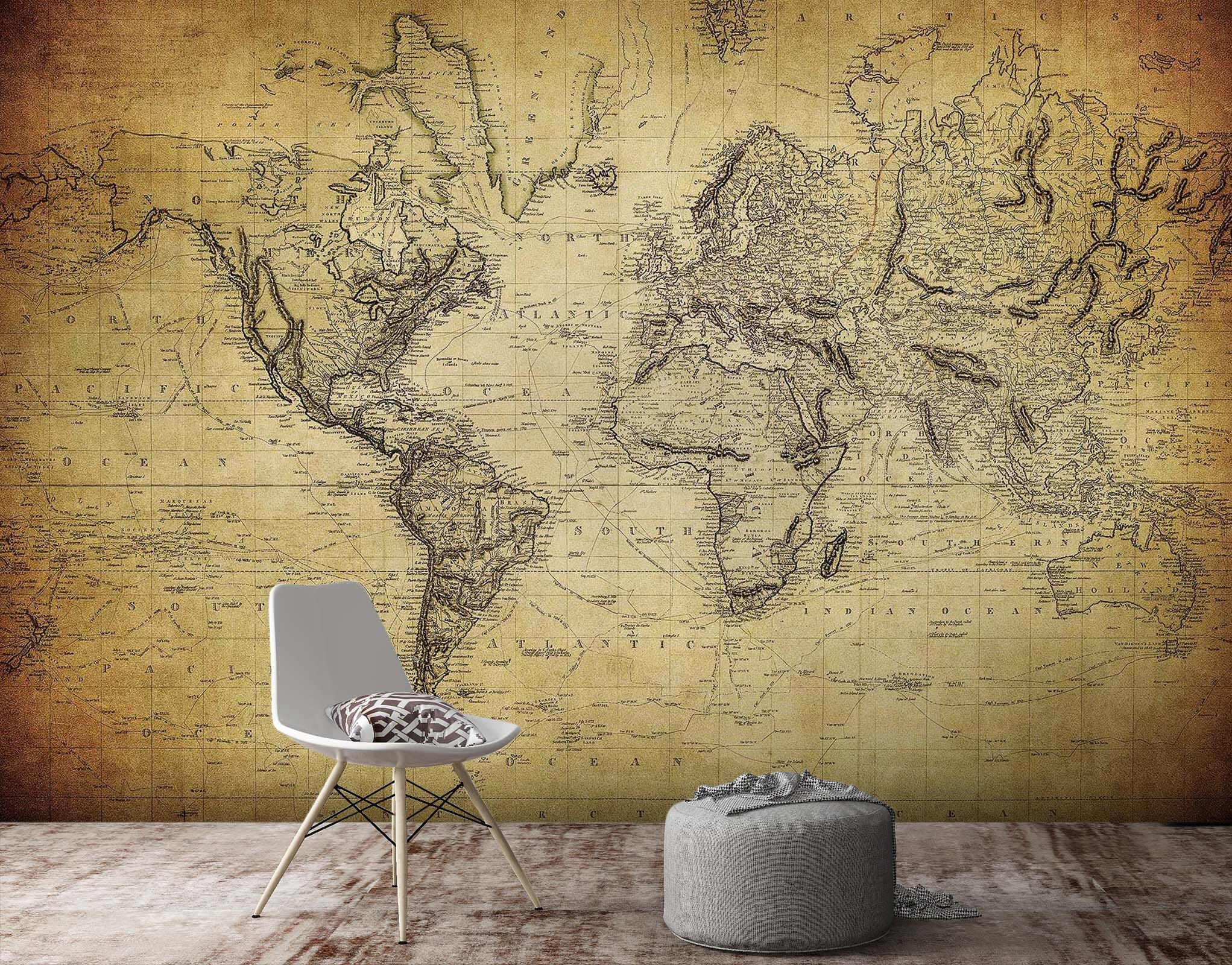 3D Yellow World Map 119 Wall Murals Wallpaper AJ Wallpaper 2 