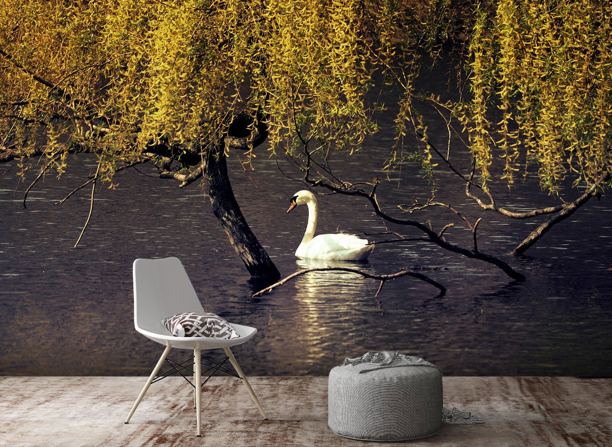 3D Swan Tree 269 Wall Murals