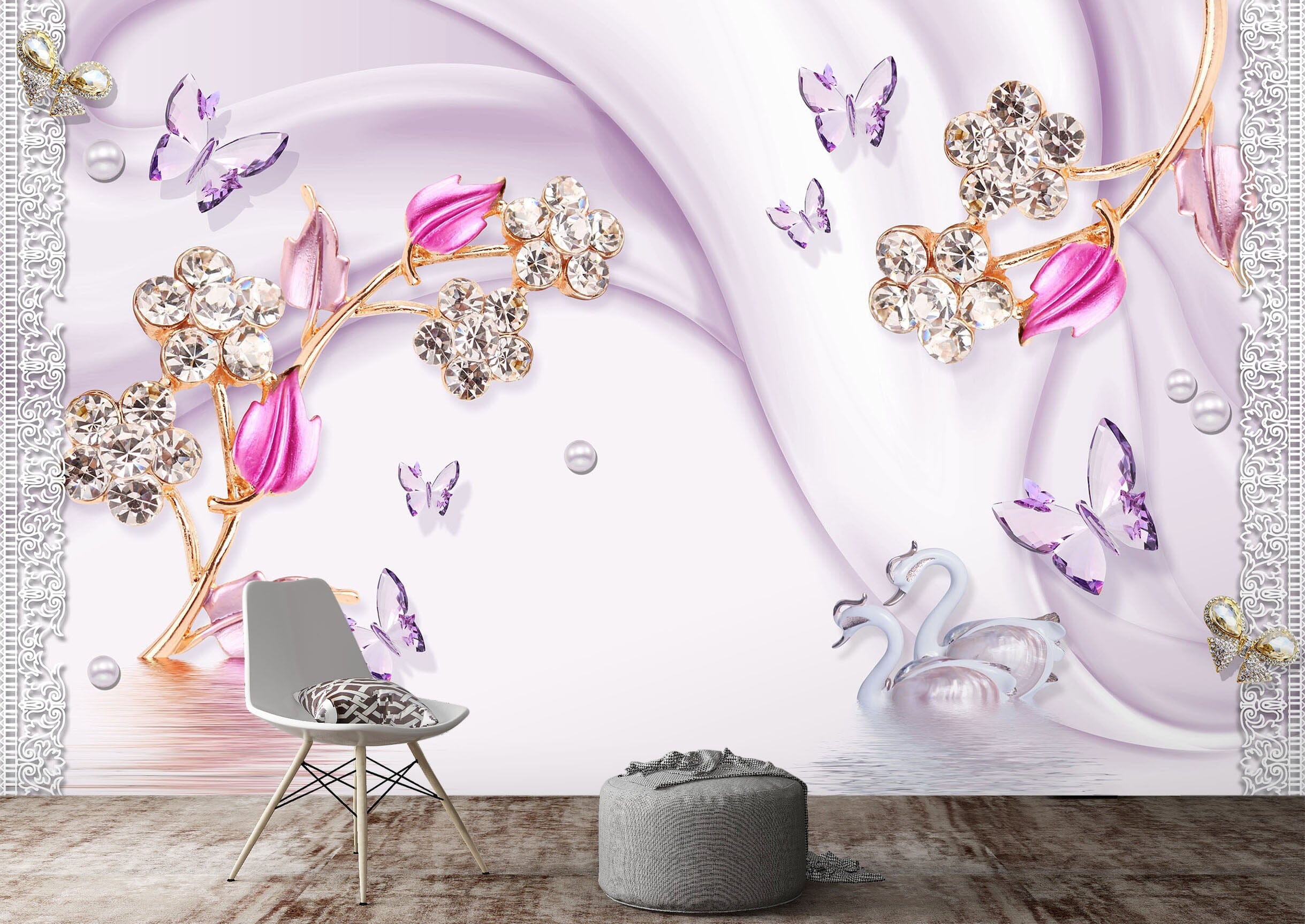 3D Pink Flowers 1528 Wall Murals Wallpaper AJ Wallpaper 2 