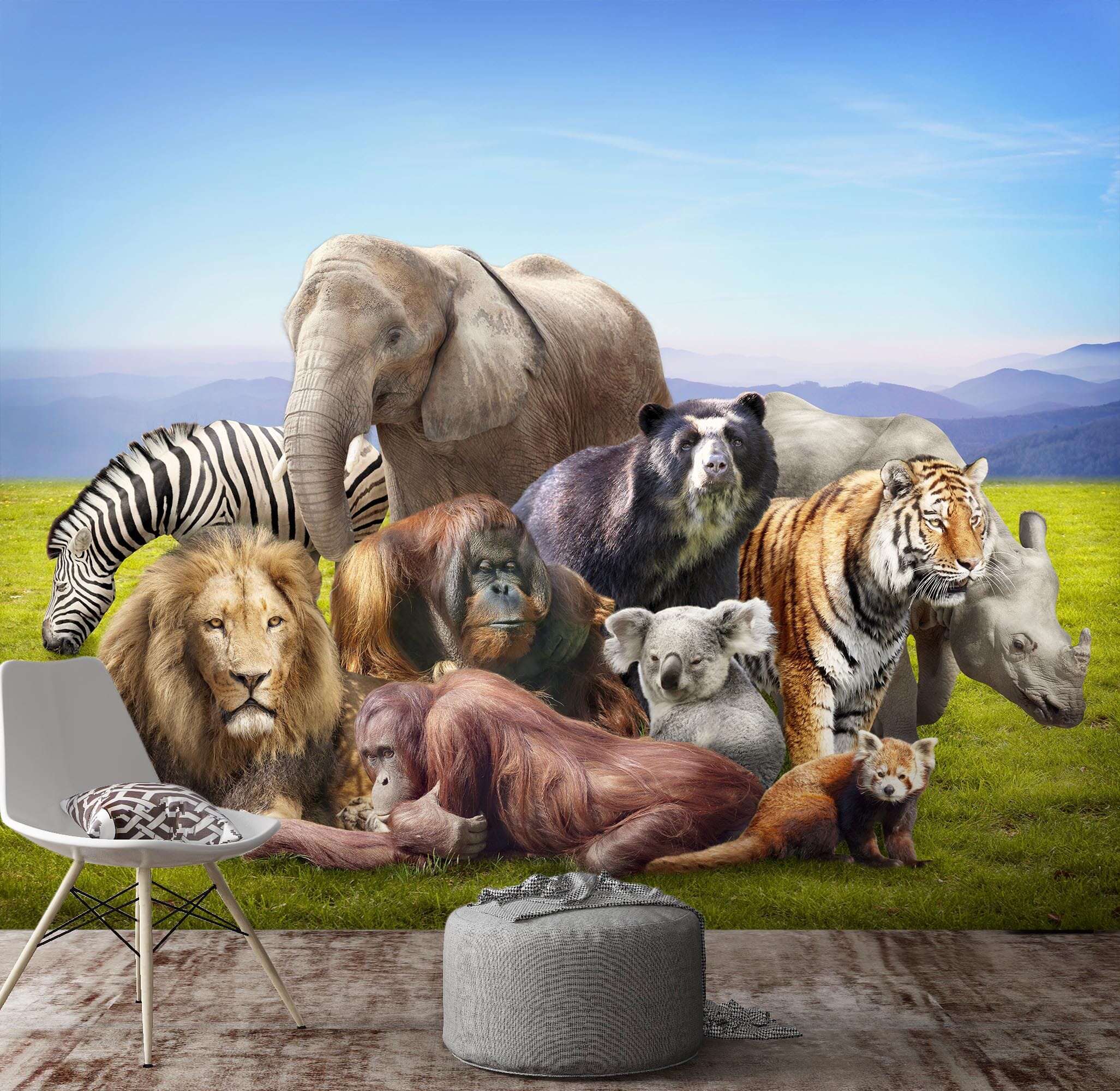 3D Elephant Lion Bear 368 Wall Murals Wallpaper AJ Wallpaper 2 