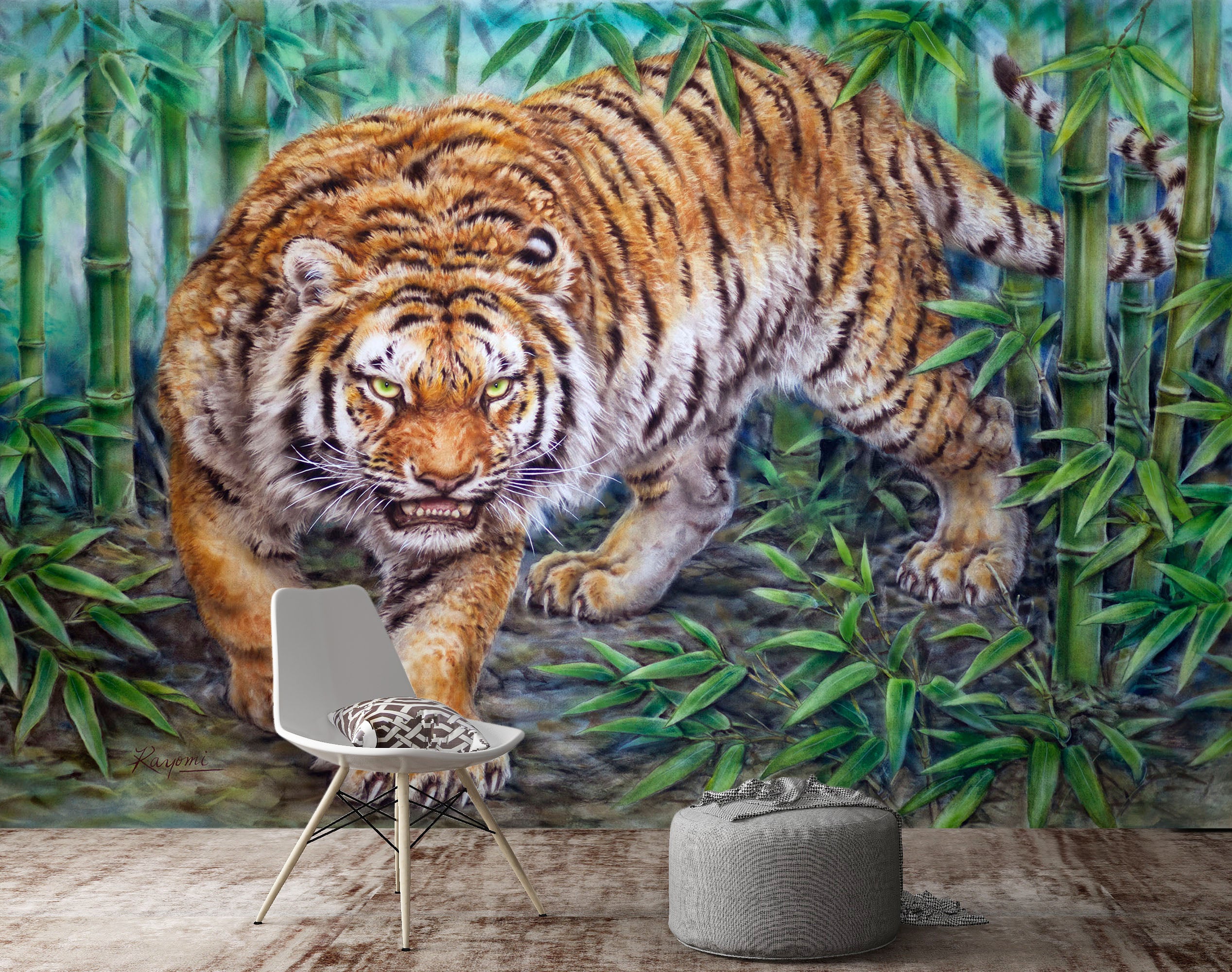 3D Bamboo Forest Tiger 5405 Kayomi Harai Wall Mural Wall Murals