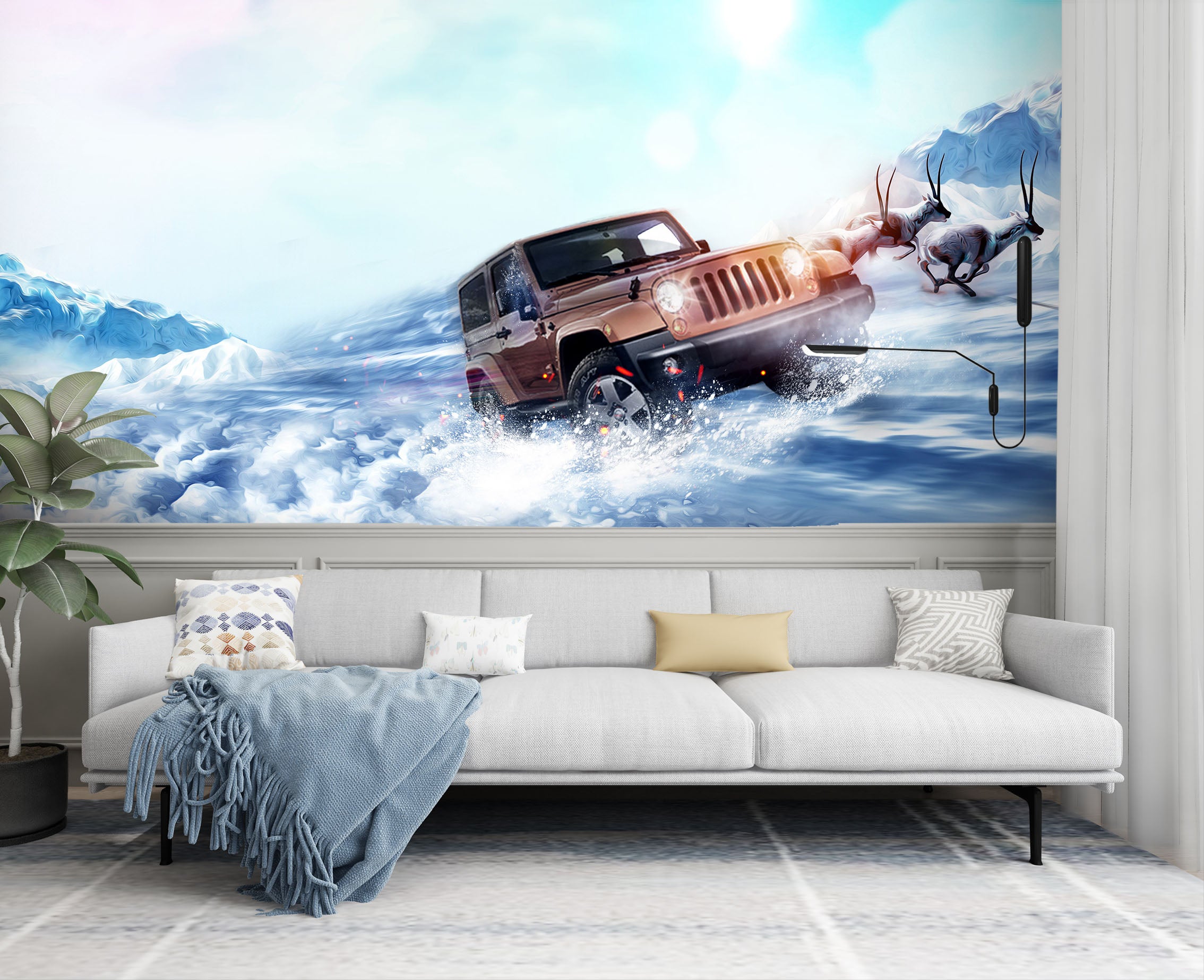 3D Sea Deer Car 290 Vehicle Wall Murals