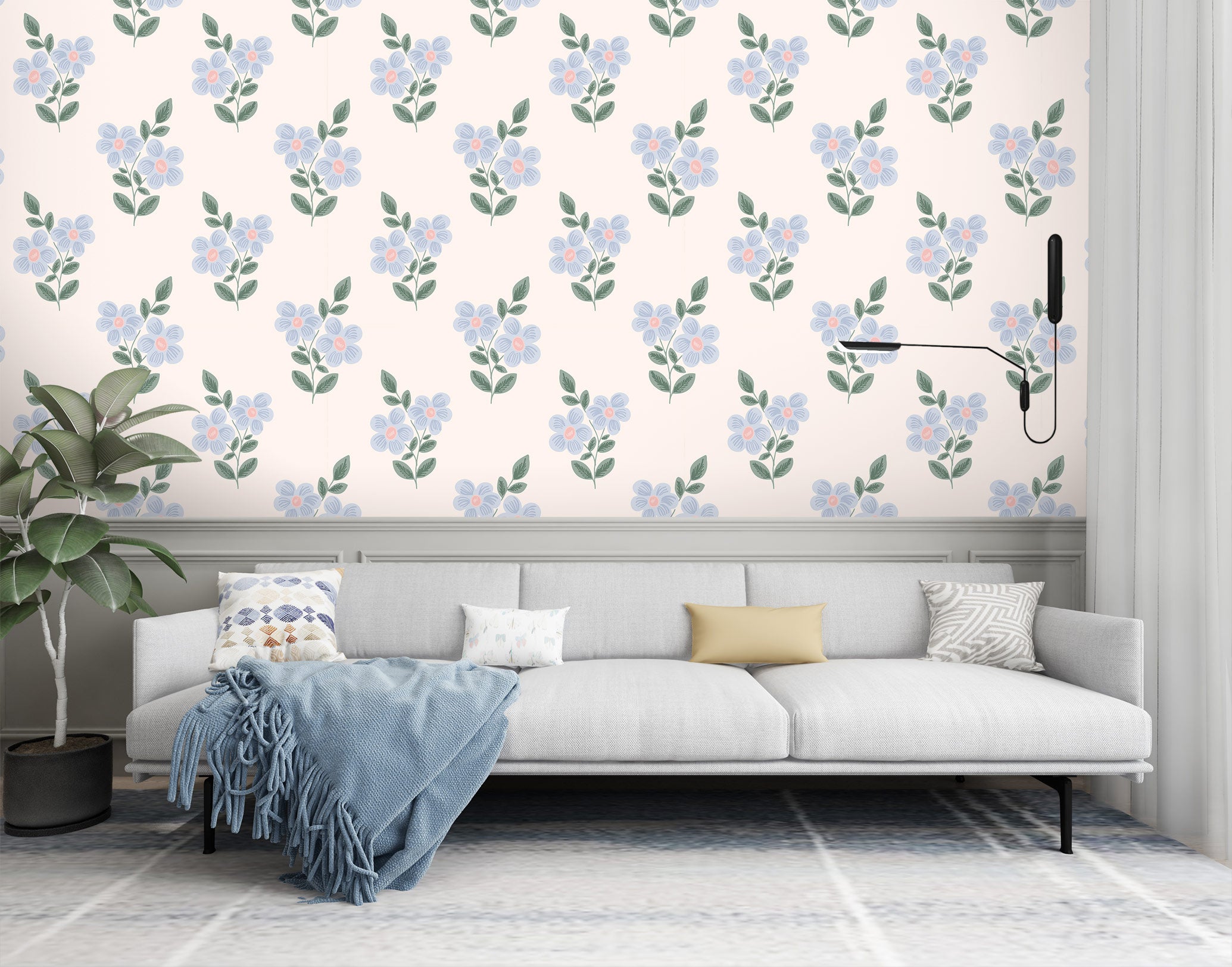 3D Blue Little Flower 120118 Kashmira Jayaprakash Wall Mural Wall Murals