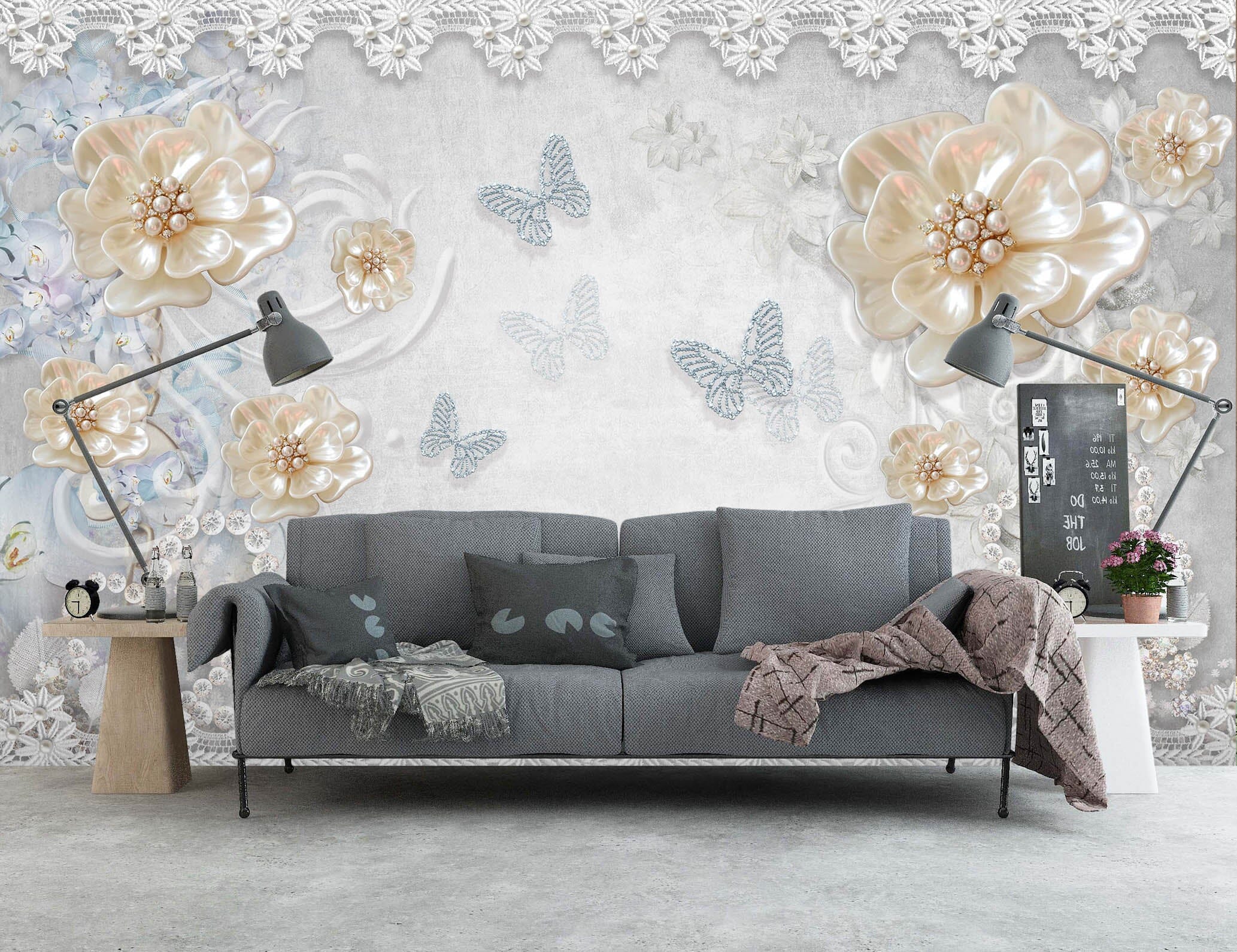 3D Butterfly Flower 1469 Wall Murals Wallpaper AJ Wallpaper 2 