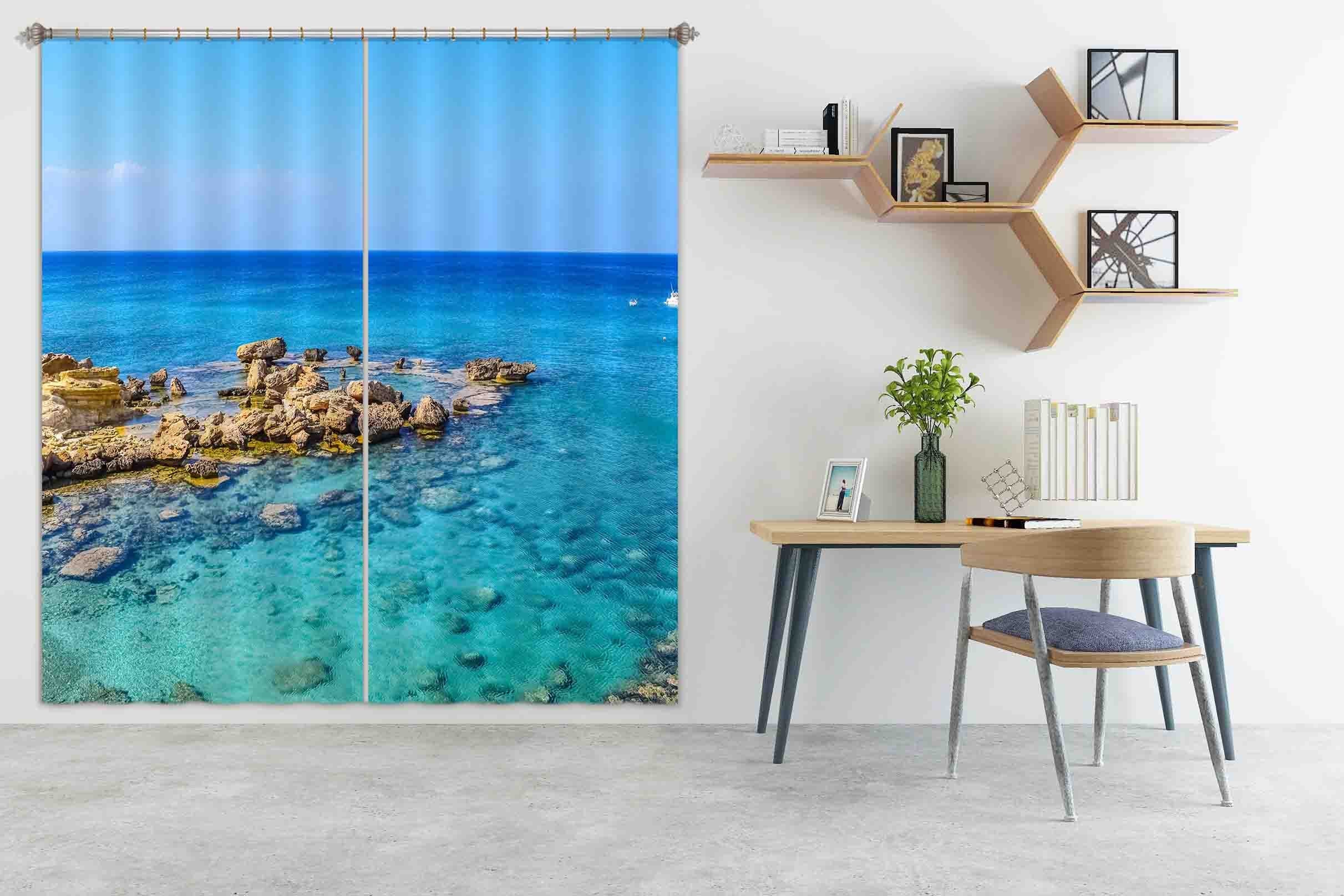 3D Blue Sea 836 Curtains Drapes Wallpaper AJ Wallpaper 