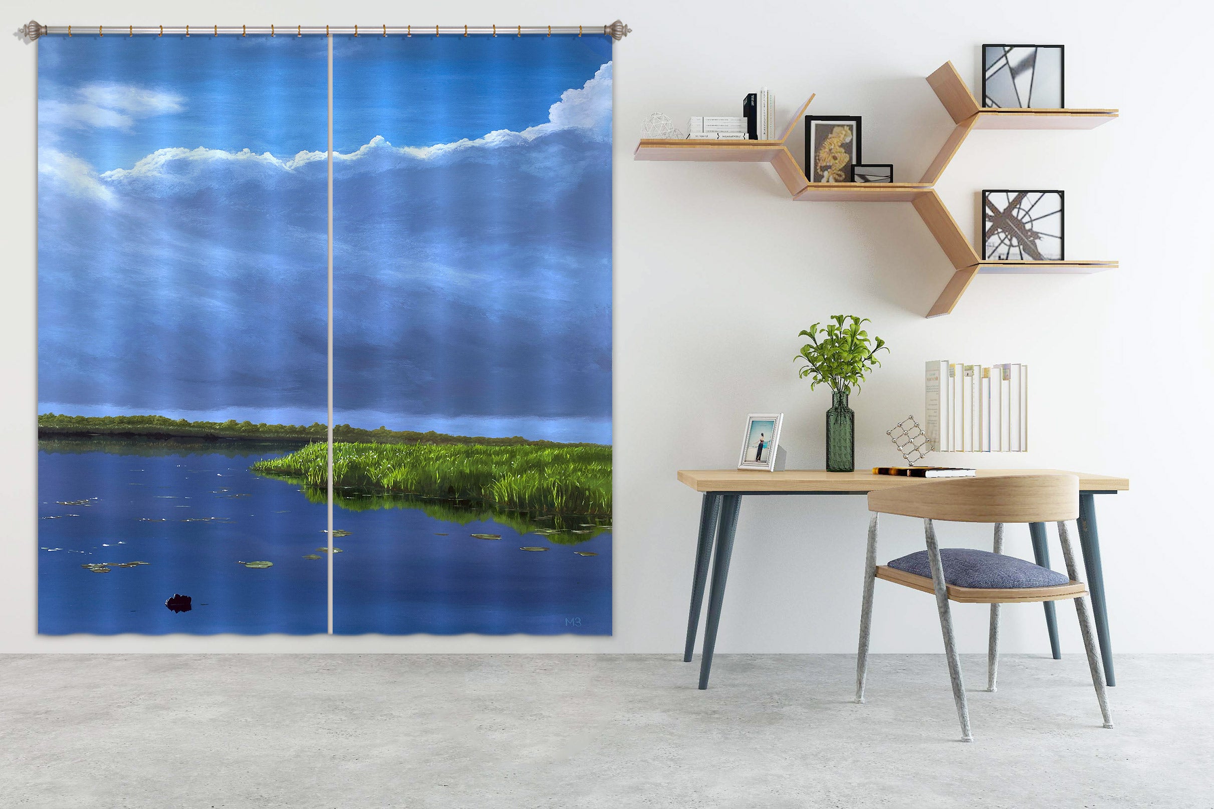 3D Lakeside Meadow 9763 Marina Zotova Curtain Curtains Drapes