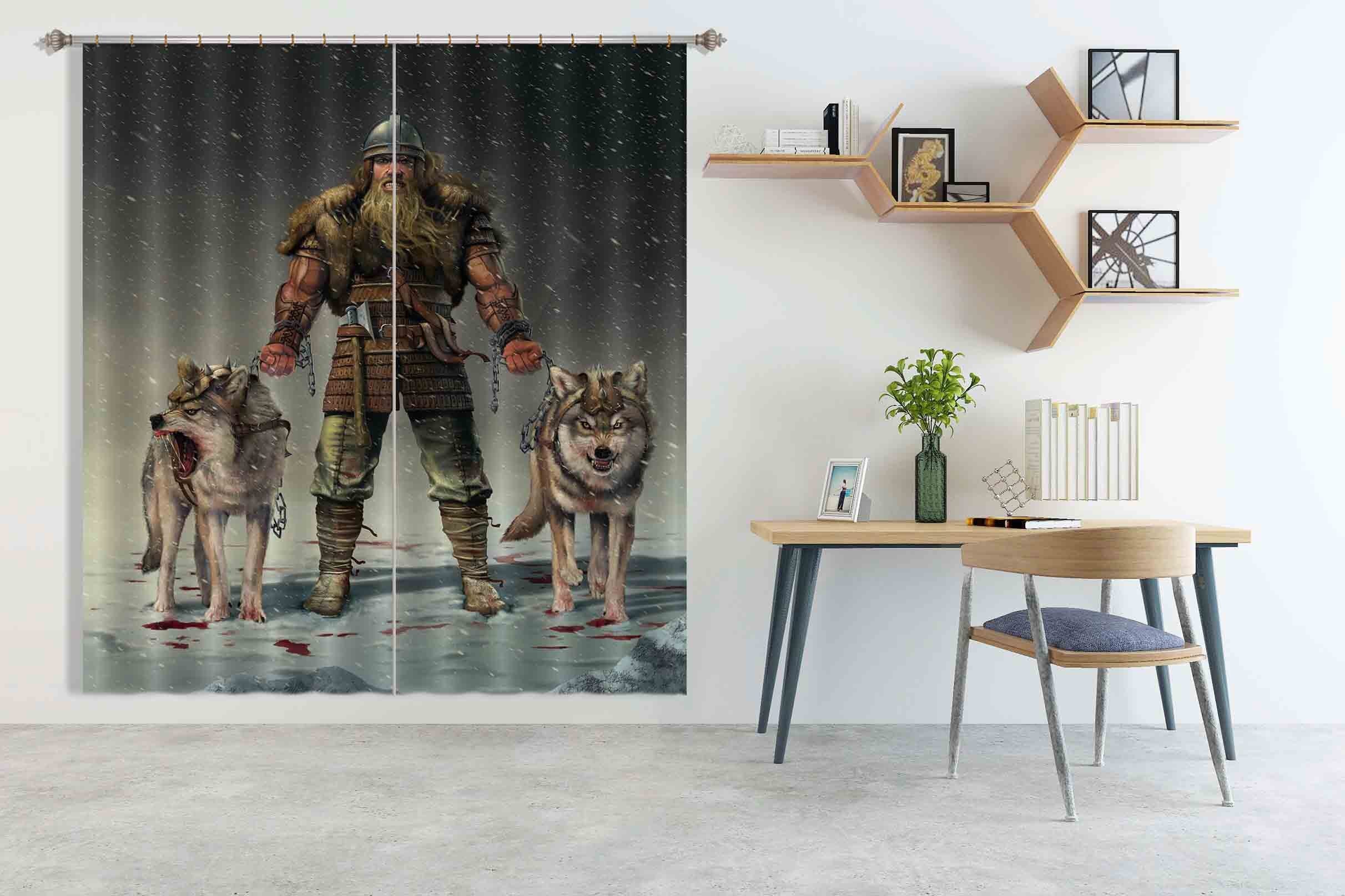 3D Mountain Viking 054 Vincent Hie Curtain Curtains Drapes Curtains AJ Creativity Home 