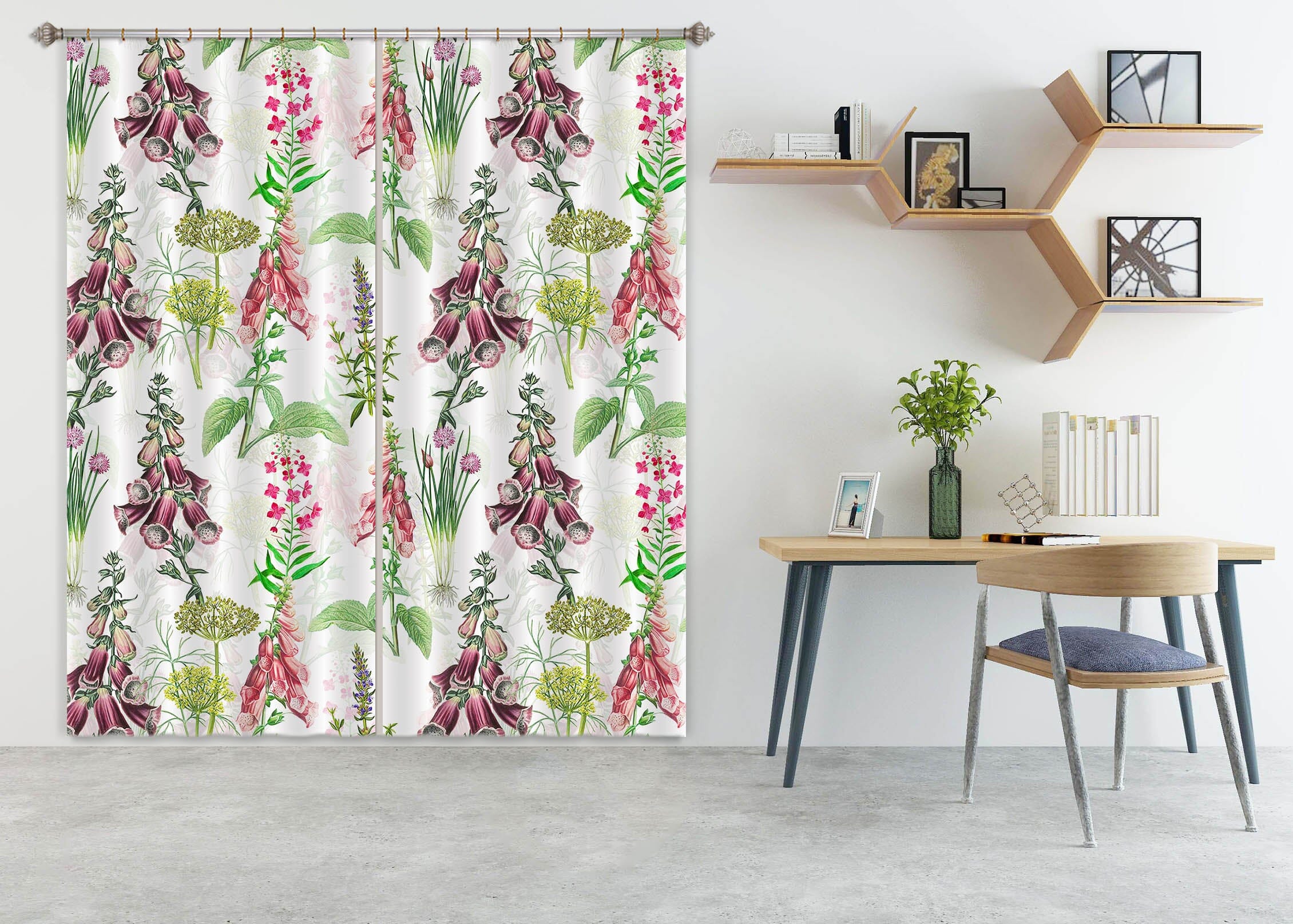 3D Colored Flowers 107 Uta Naumann Curtain Curtains Drapes Curtains AJ Creativity Home 