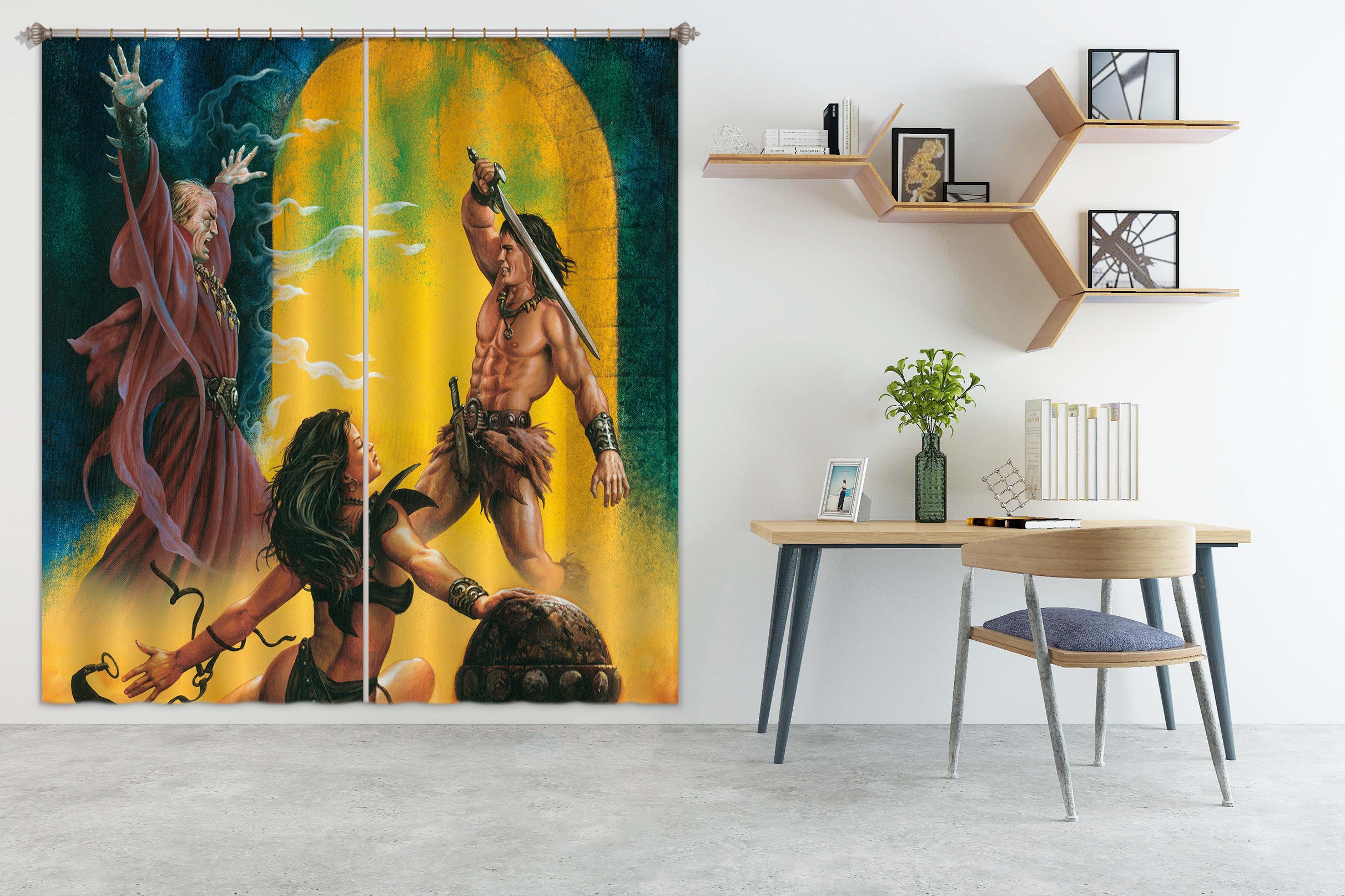 3D Arch Warrior 7180 Ciruelo Curtain Curtains Drapes