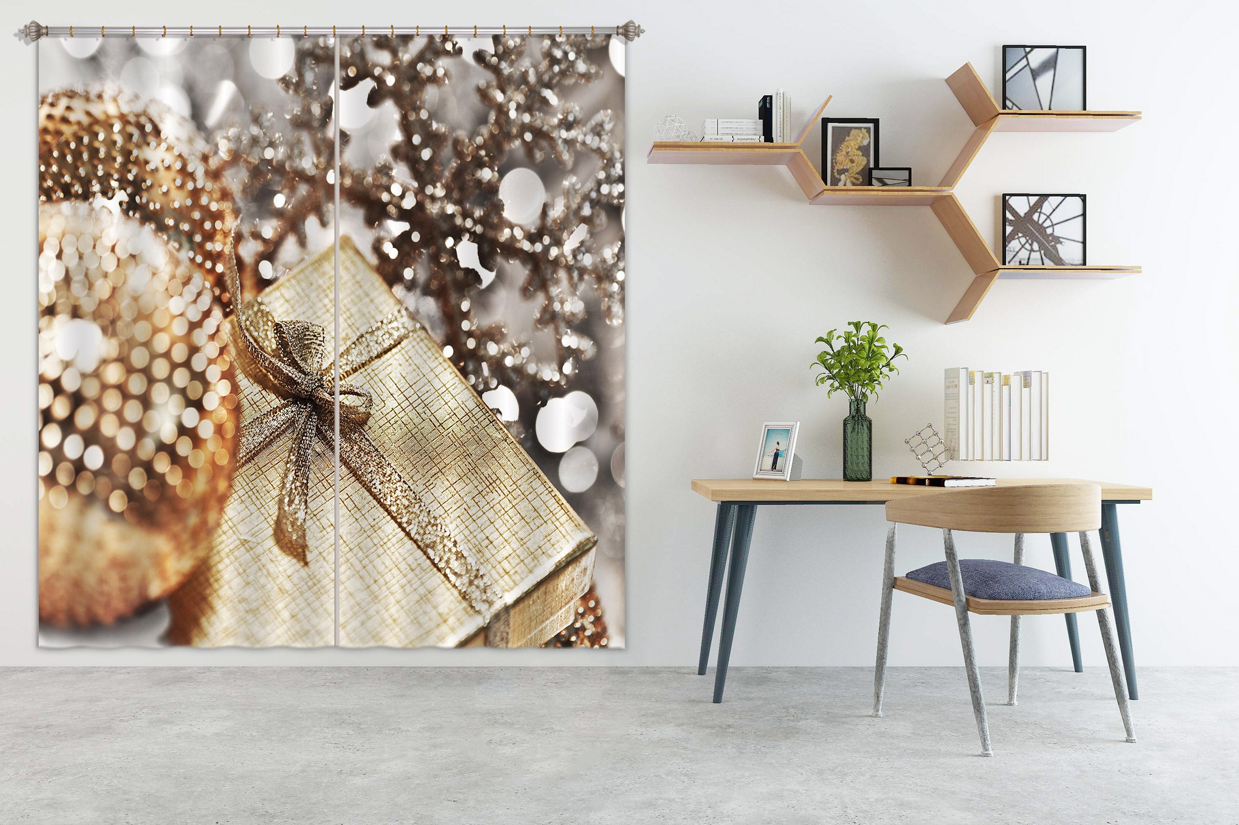 3D Gift Box Snowflake Pendant 52005 Christmas Curtains Drapes Xmas