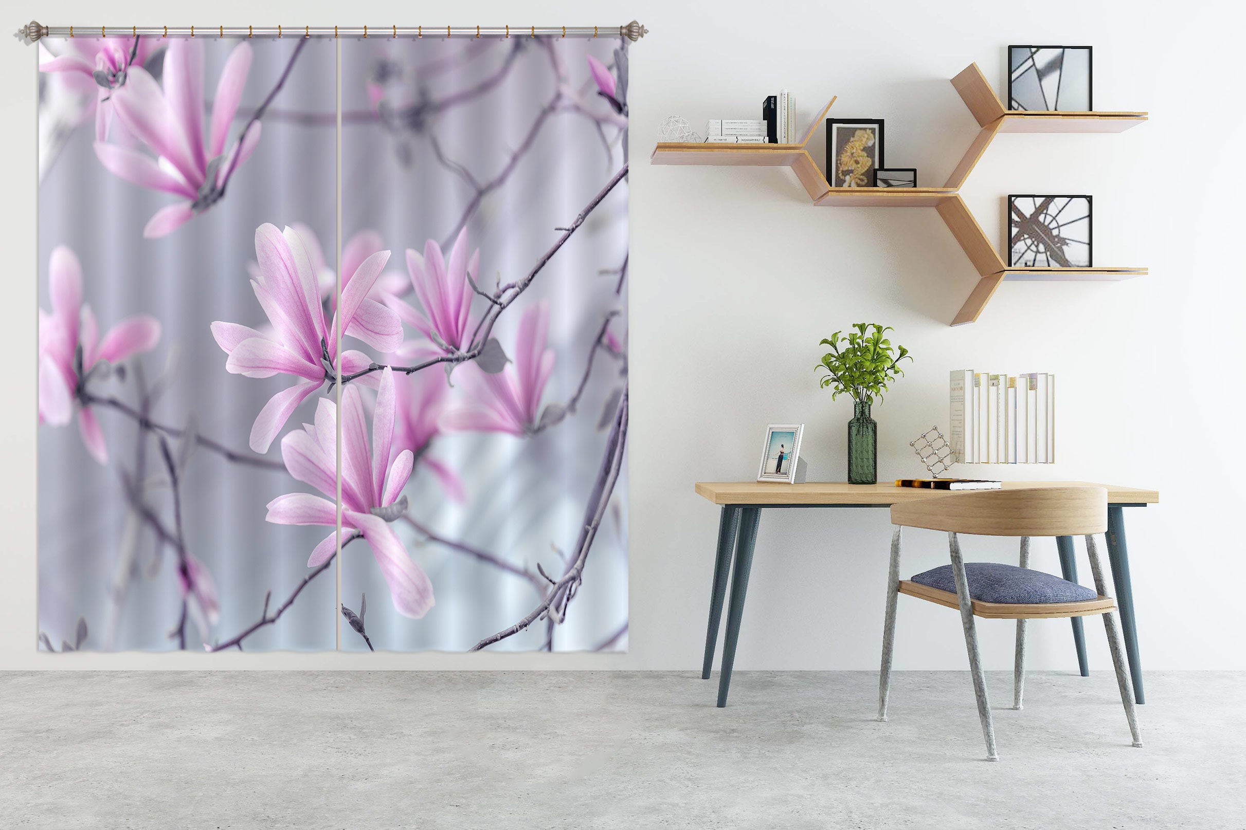 3D Pink Flower 6544 Assaf Frank Curtain Curtains Drapes
