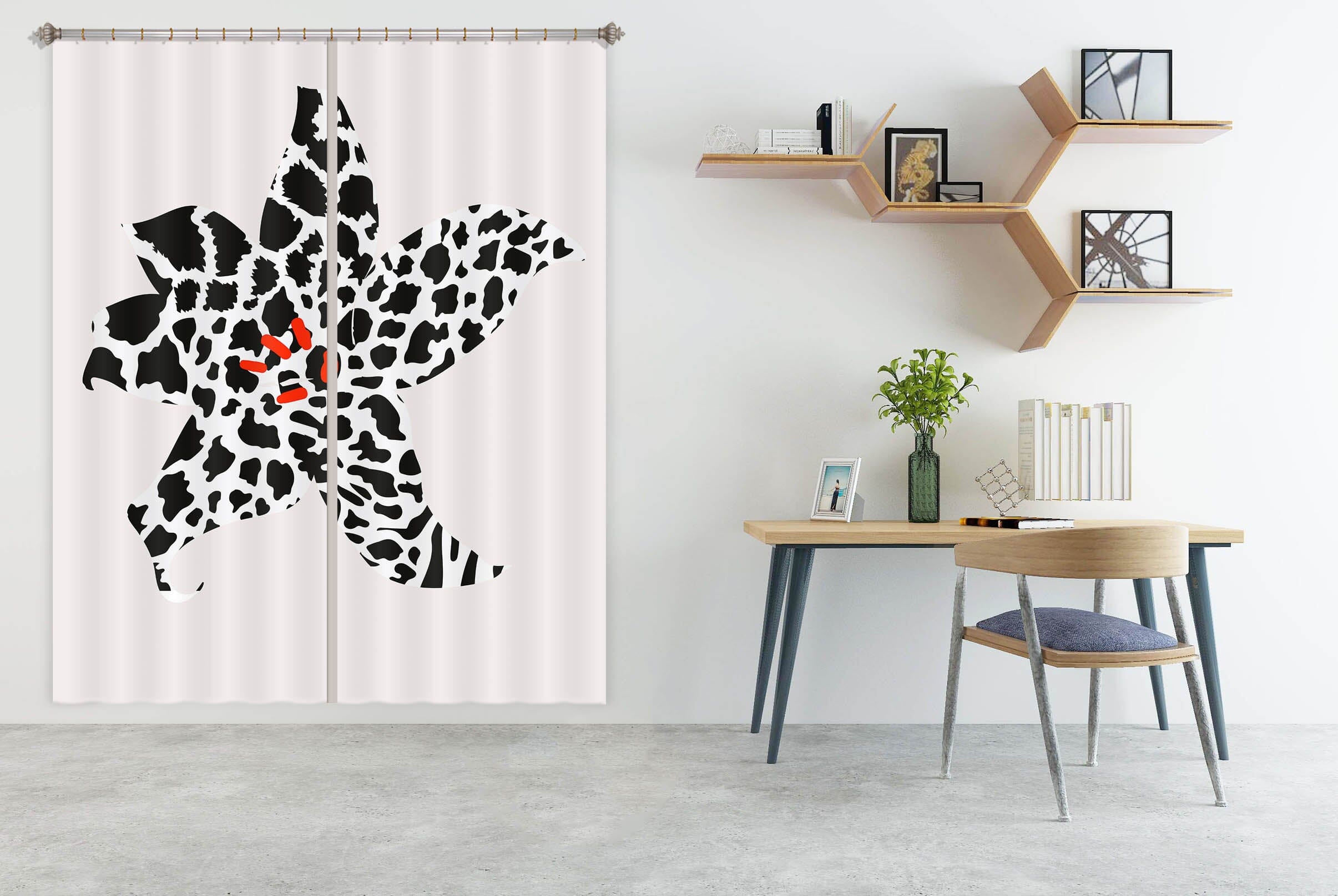 3D Zebra Blossom 1147 Boris Draschoff Curtain Curtains Drapes Curtains AJ Creativity Home 