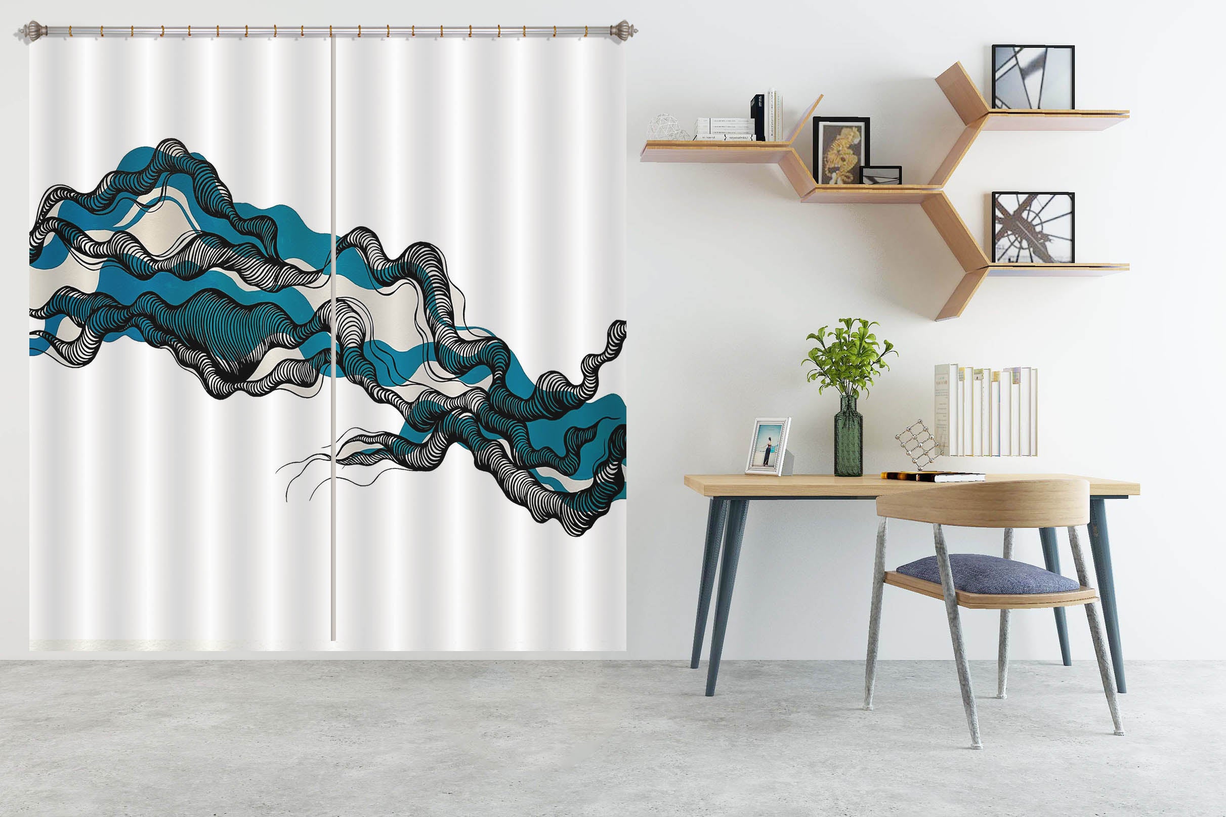 3D Blue Texture 378 Jacqueline Reynoso Curtain Curtains Drapes