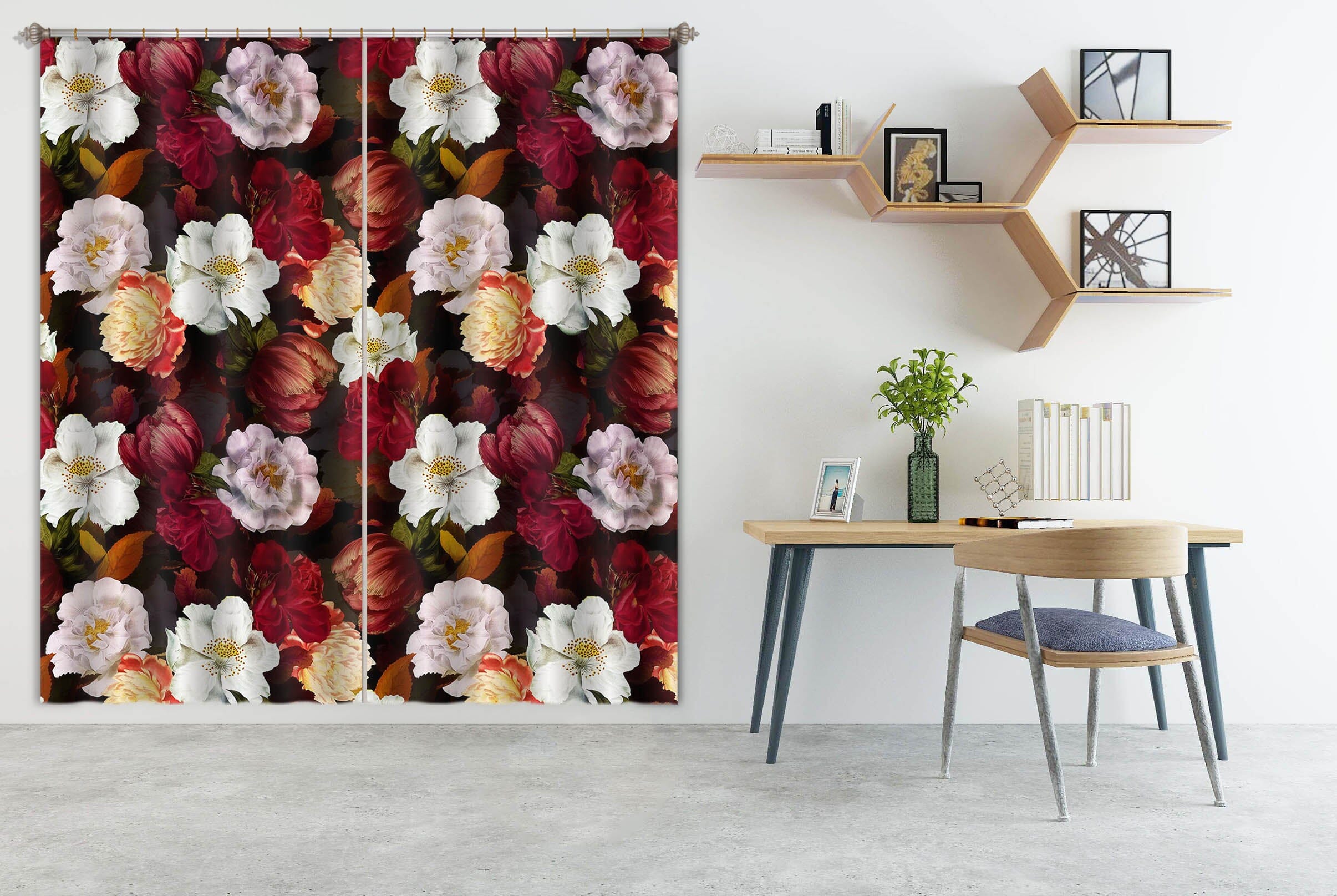 3D Beautiful Flowers 153 Uta Naumann Curtain Curtains Drapes Curtains AJ Creativity Home 