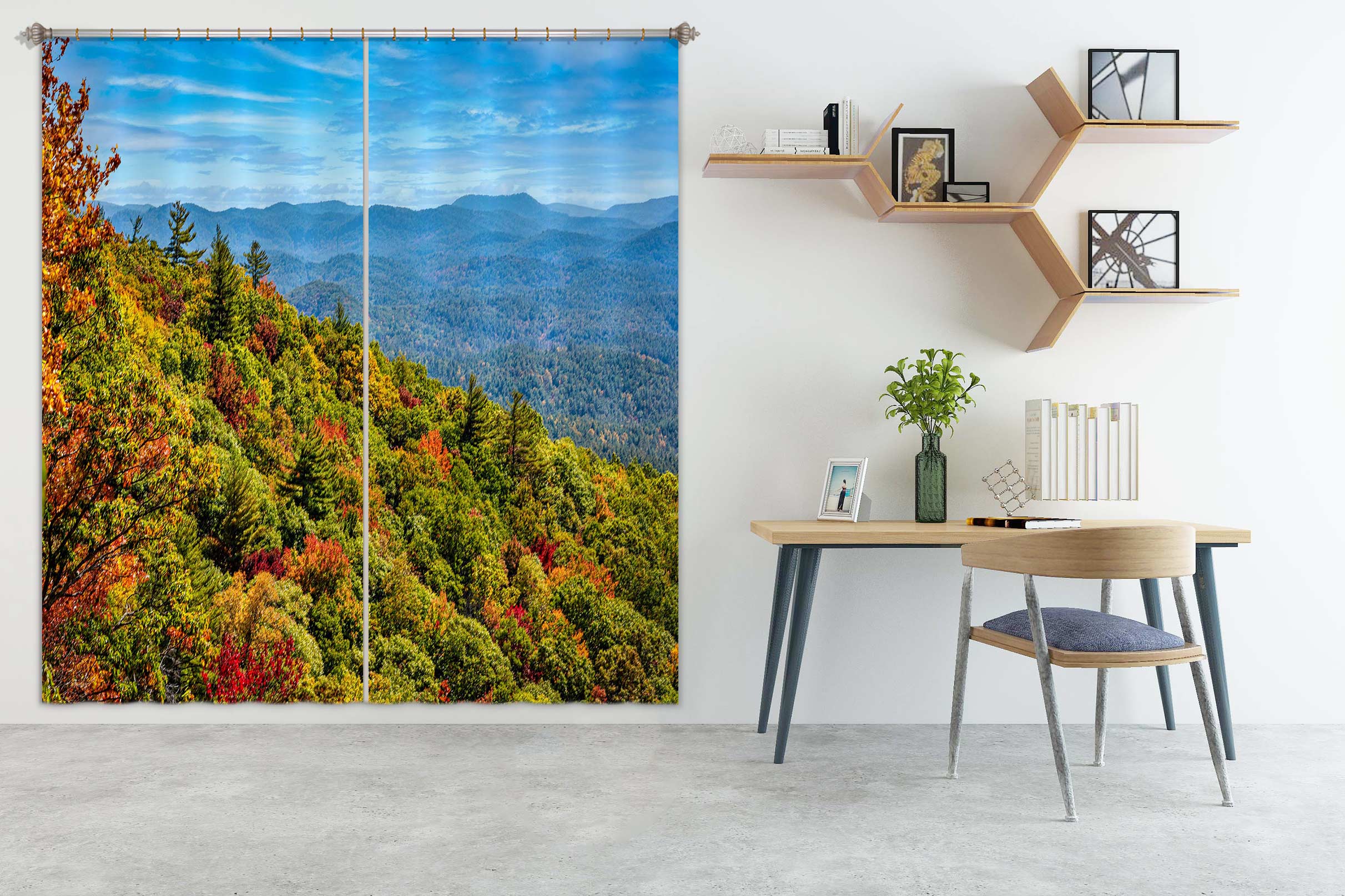 3D Mountain Forest 5351 Beth Sheridan Curtain Curtains Drapes