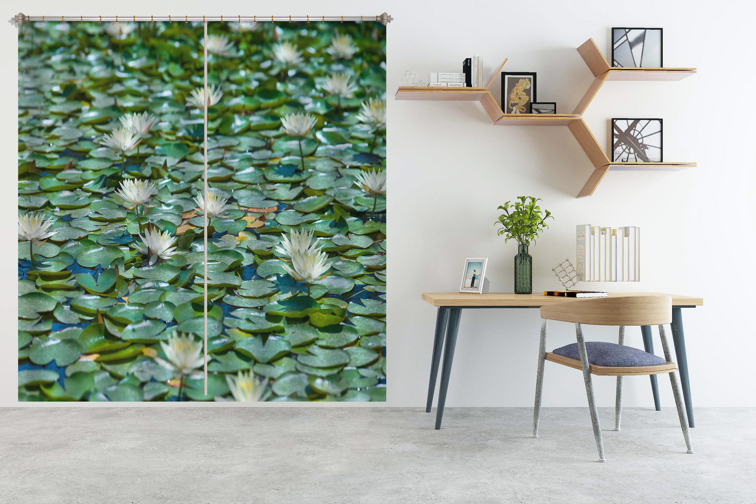 3D Lotus Pond 6310 Assaf Frank Curtain Curtains Drapes