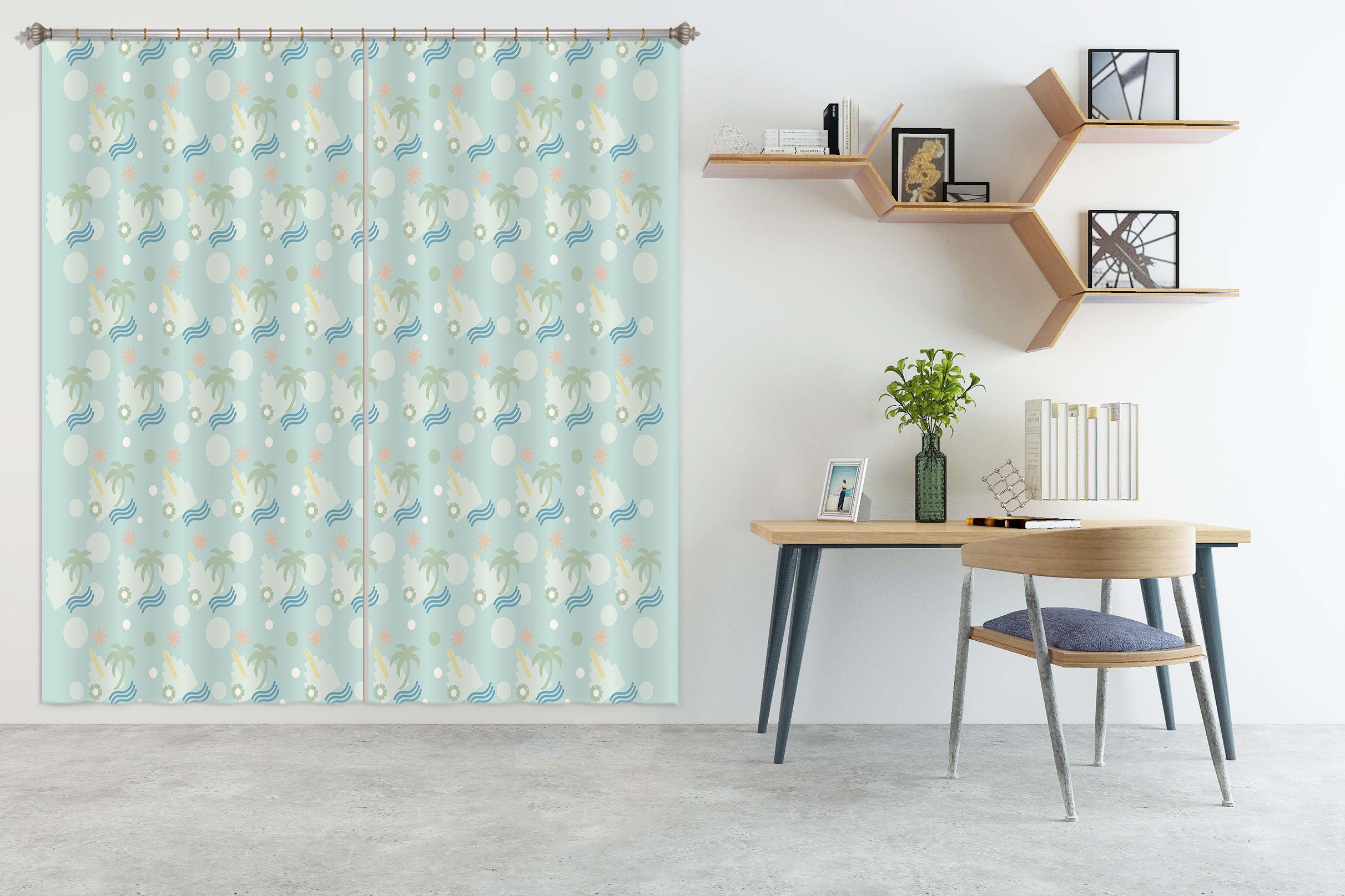 3D Coconut Tree Pattern 98125 Kasumi Loffler Curtain Curtains Drapes