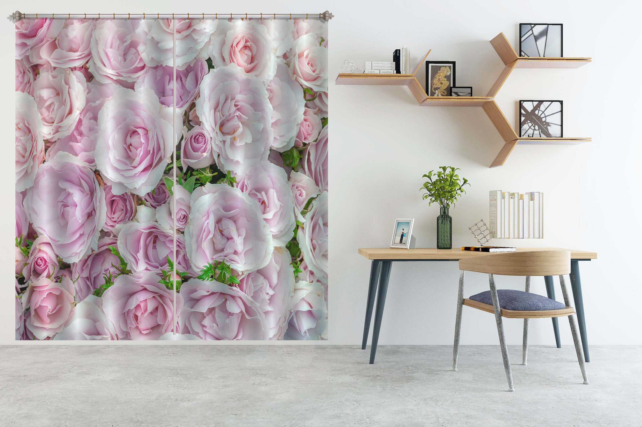 3D Pink Roses 6322 Assaf Frank Curtain Curtains Drapes