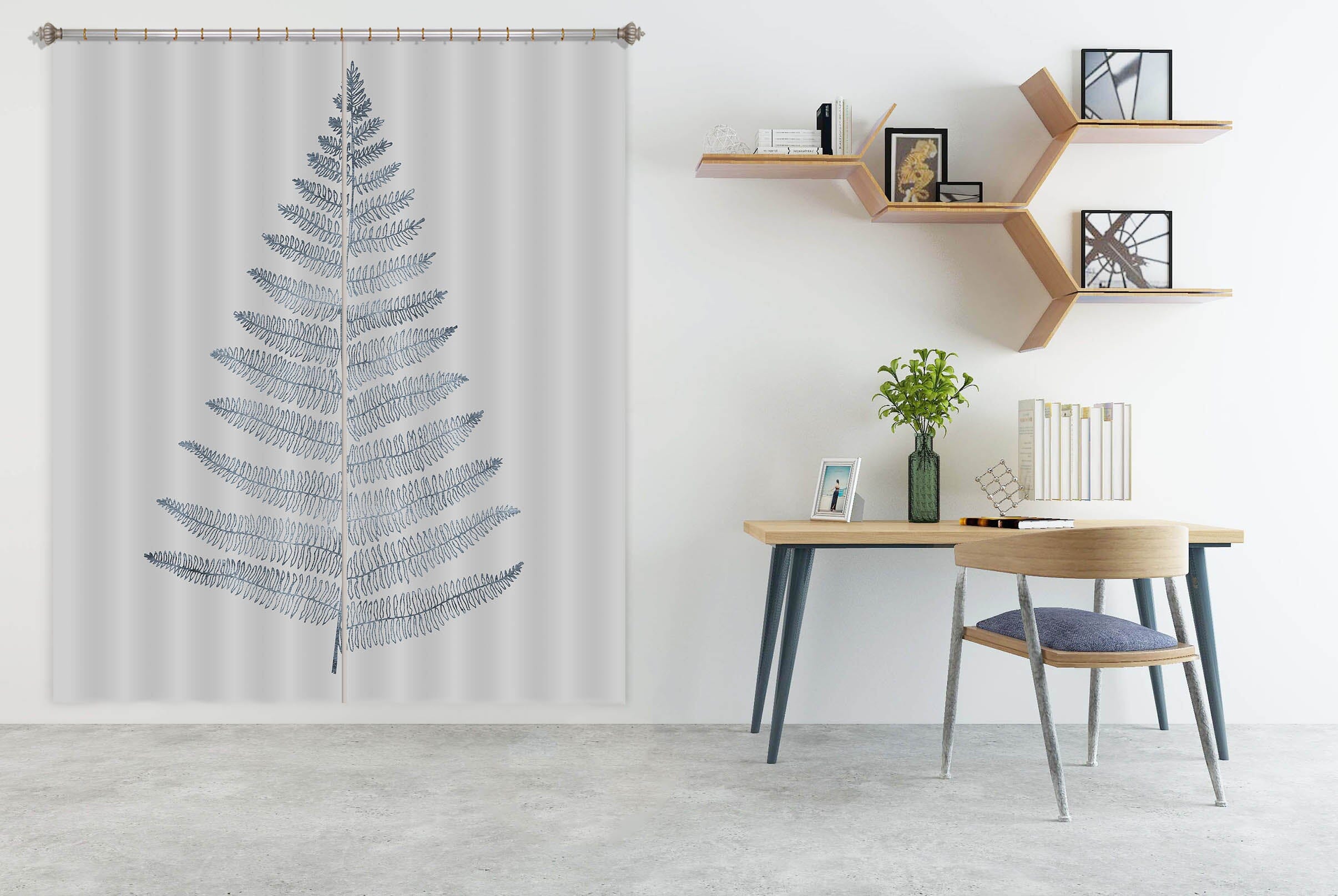 3D White Leaves 1018 Boris Draschoff Curtain Curtains Drapes Curtains AJ Creativity Home 