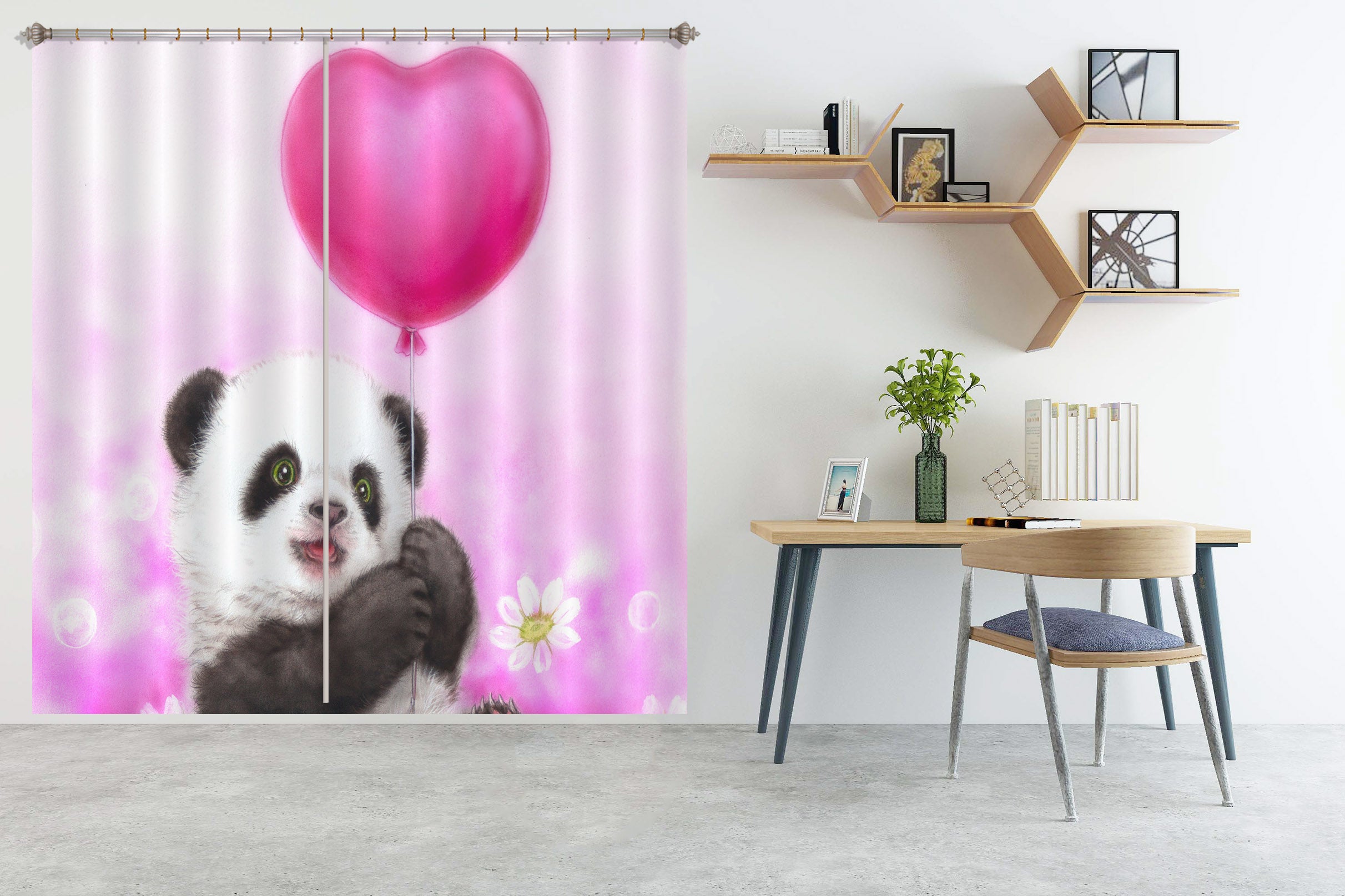 3D Balloon Panda 9041 Kayomi Harai Curtain Curtains Drapes
