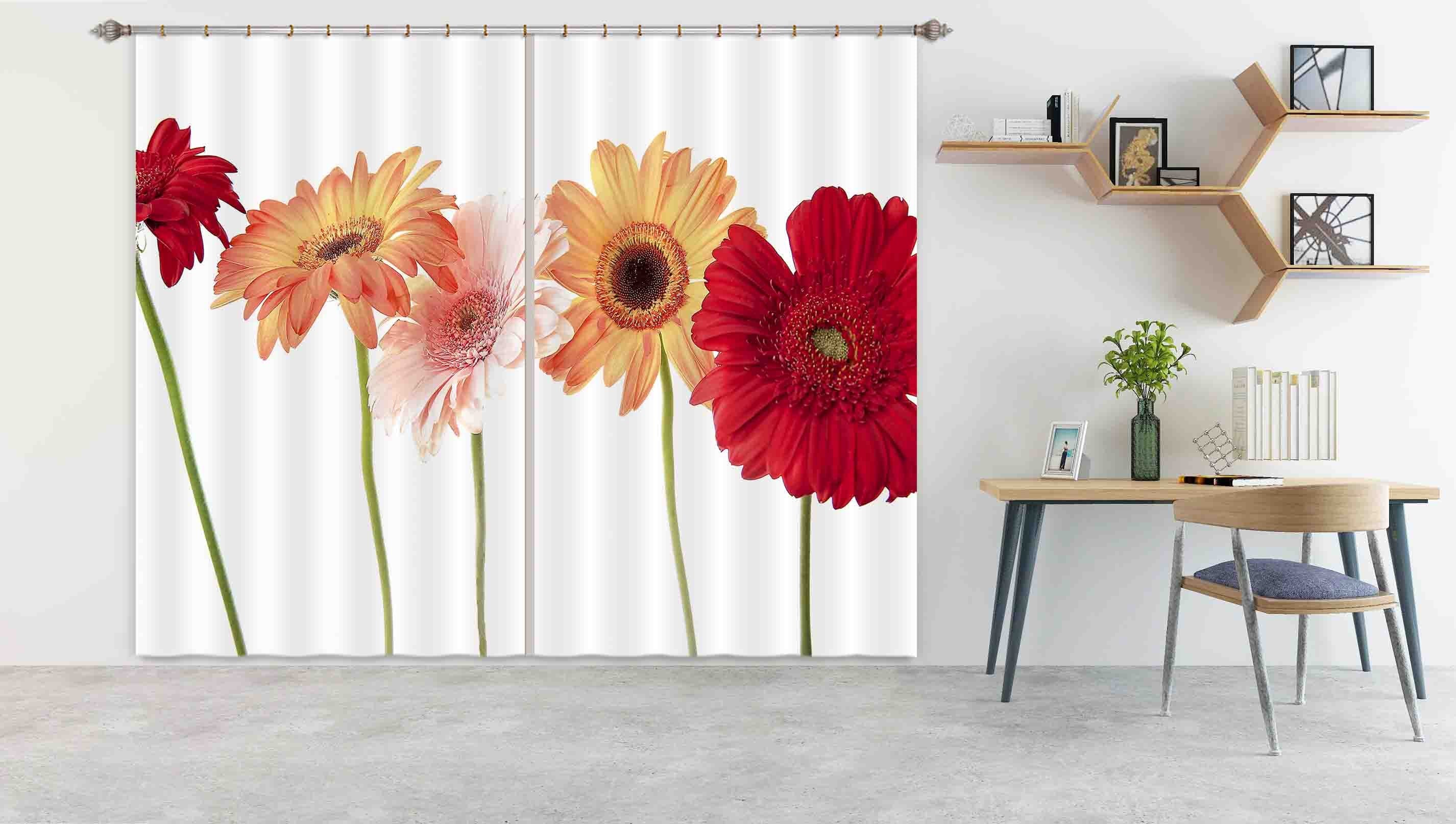 3D Daisy Flower 037 Kathy Barefield Curtain Curtains Drapes Curtains AJ Creativity Home 