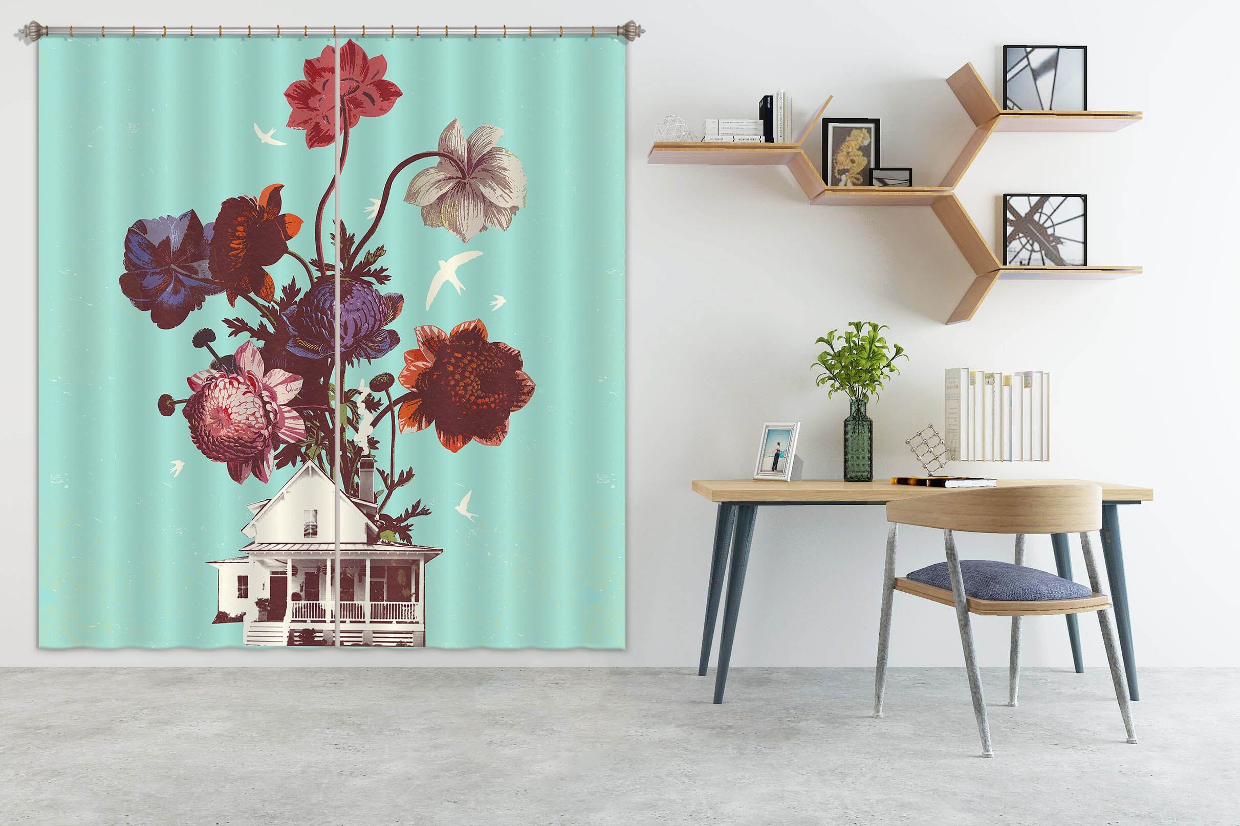 3D Flower Room 044 Showdeer Curtain Curtains Drapes Curtains AJ Creativity Home 