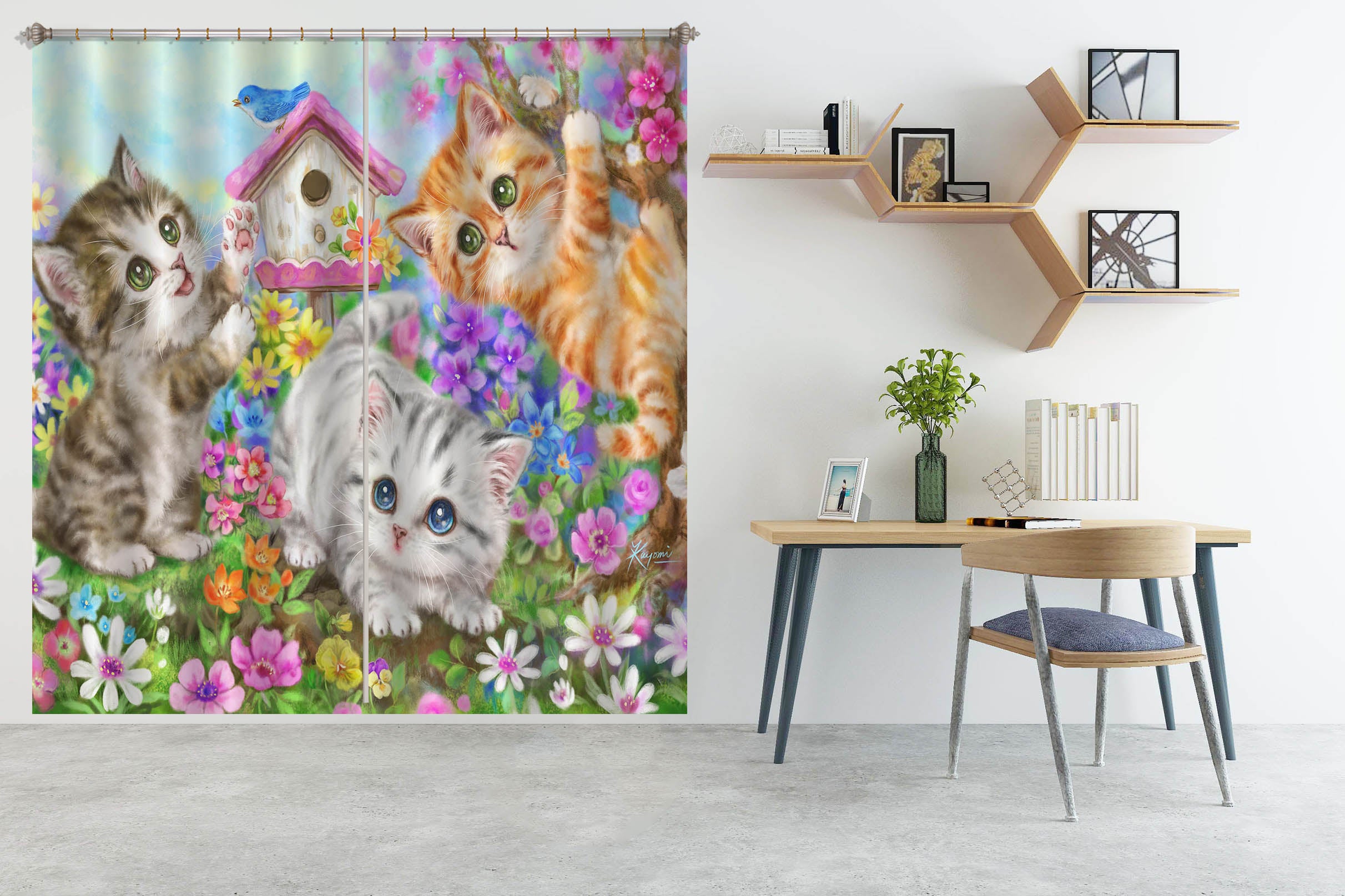 3D Garden Cat 9016 Kayomi Harai Curtain Curtains Drapes