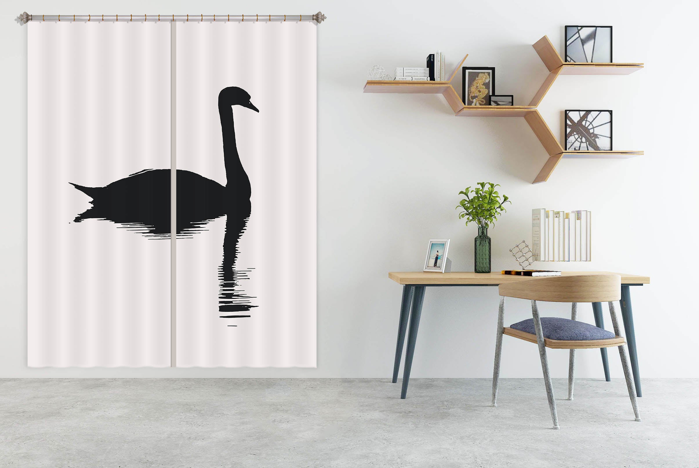 3D Swan Pattern 1127 Boris Draschoff Curtain Curtains Drapes