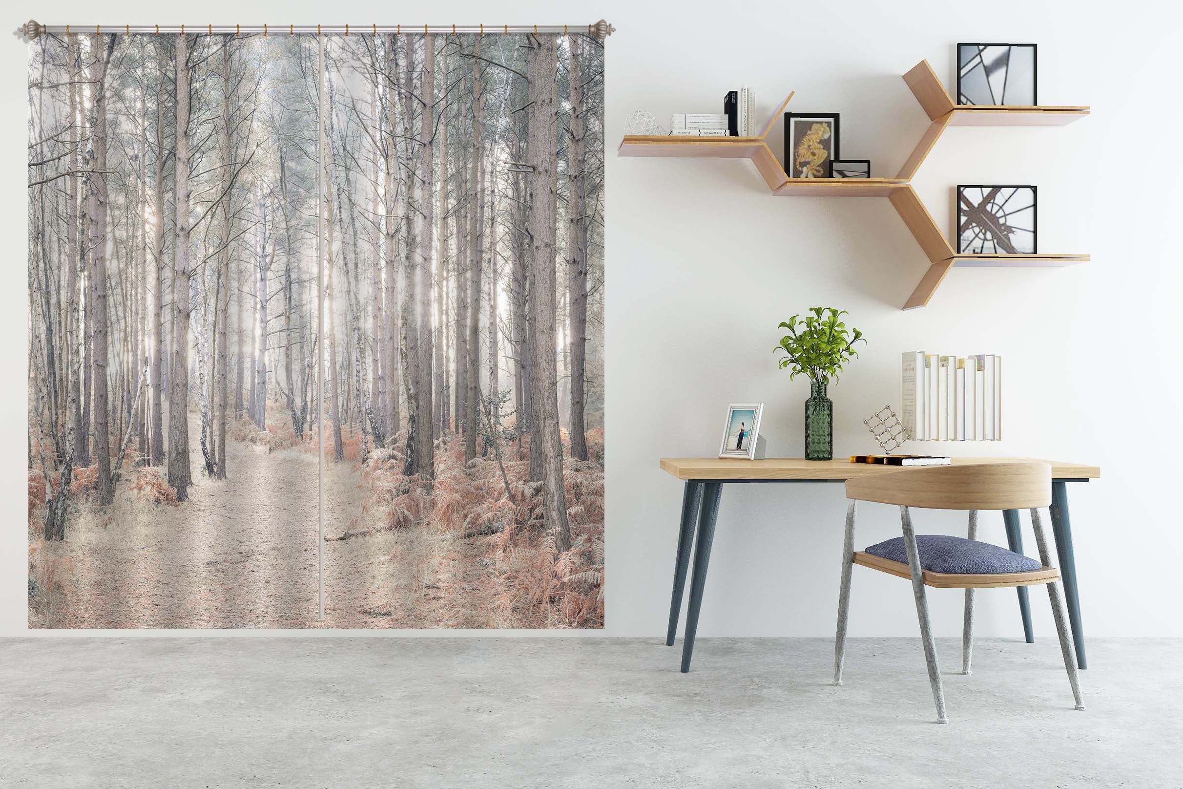 3D Winter Forest 6409 Assaf Frank Curtain Curtains Drapes