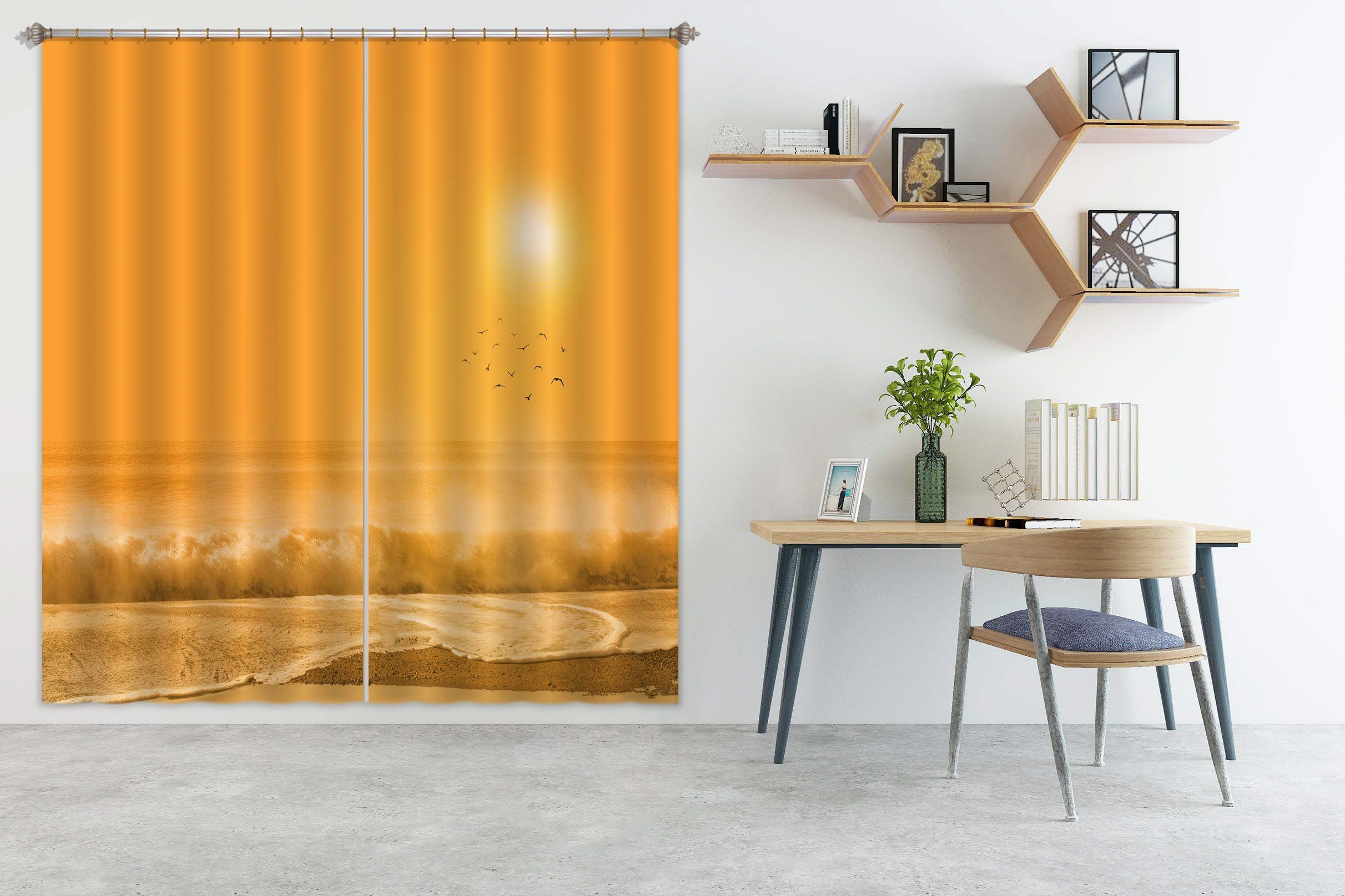 3D Beach Sunset 163 Marco Carmassi Curtain Curtains Drapes Curtains AJ Creativity Home 