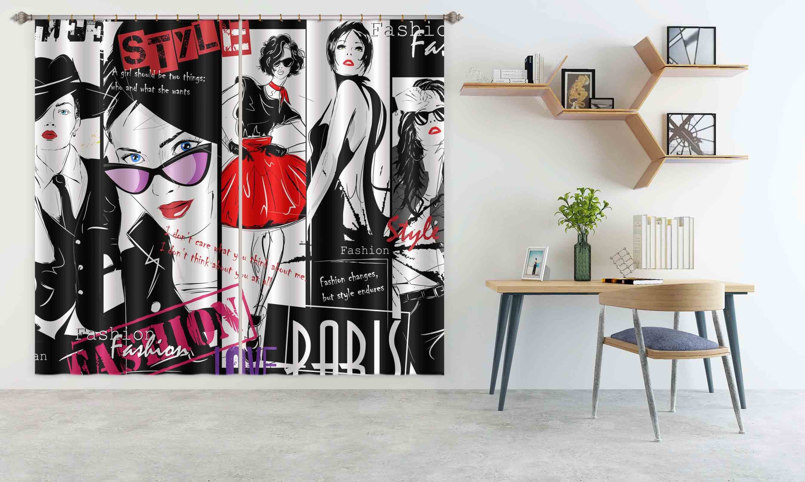 3D Fashion Girl 788 Curtains Drapes Wallpaper AJ Wallpaper 