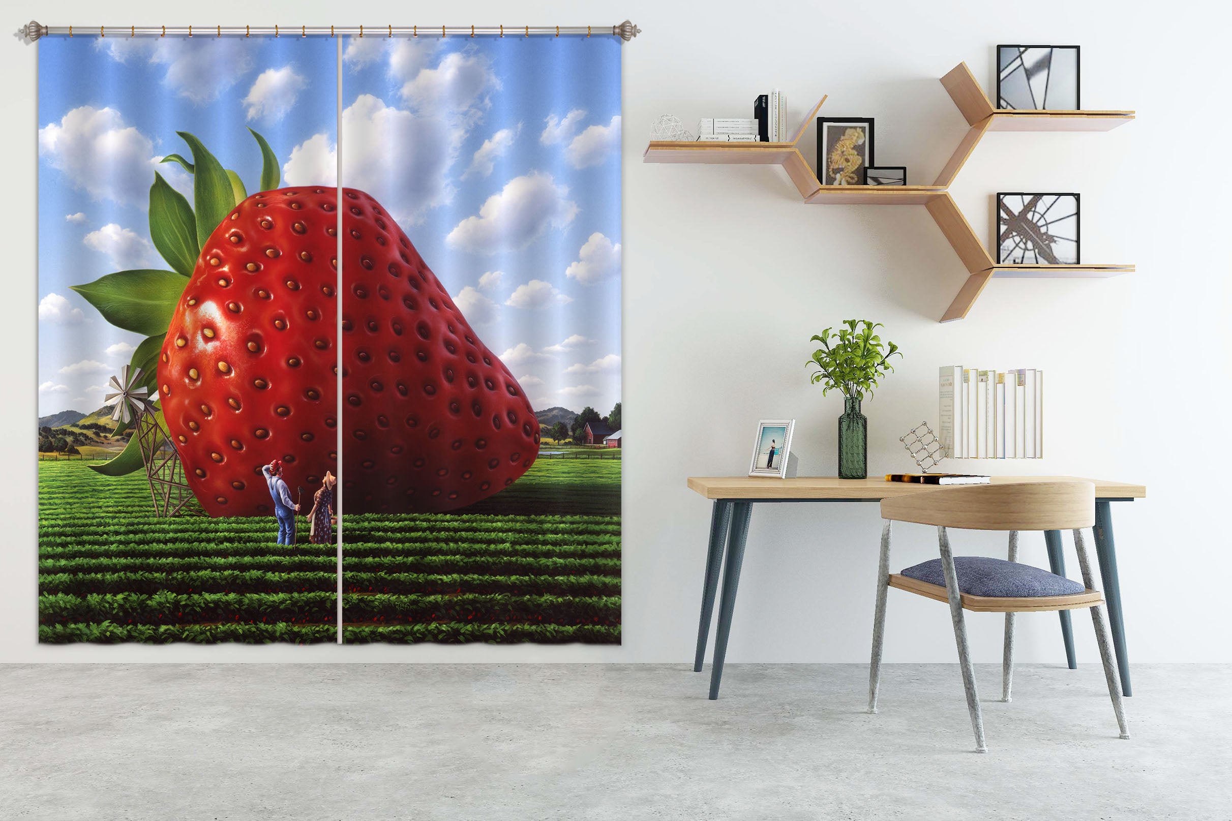3D Giant Strawberry 86079 Jerry LoFaro Curtain Curtains Drapes