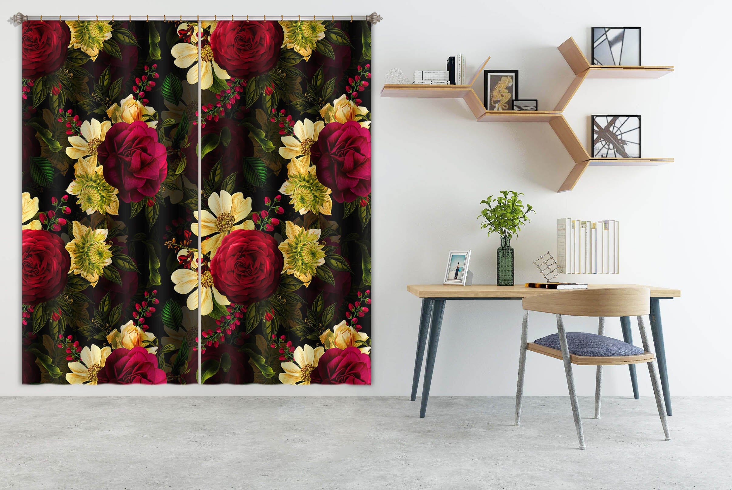 3D Beautiful Flowers 104 Uta Naumann Curtain Curtains Drapes Curtains AJ Creativity Home 