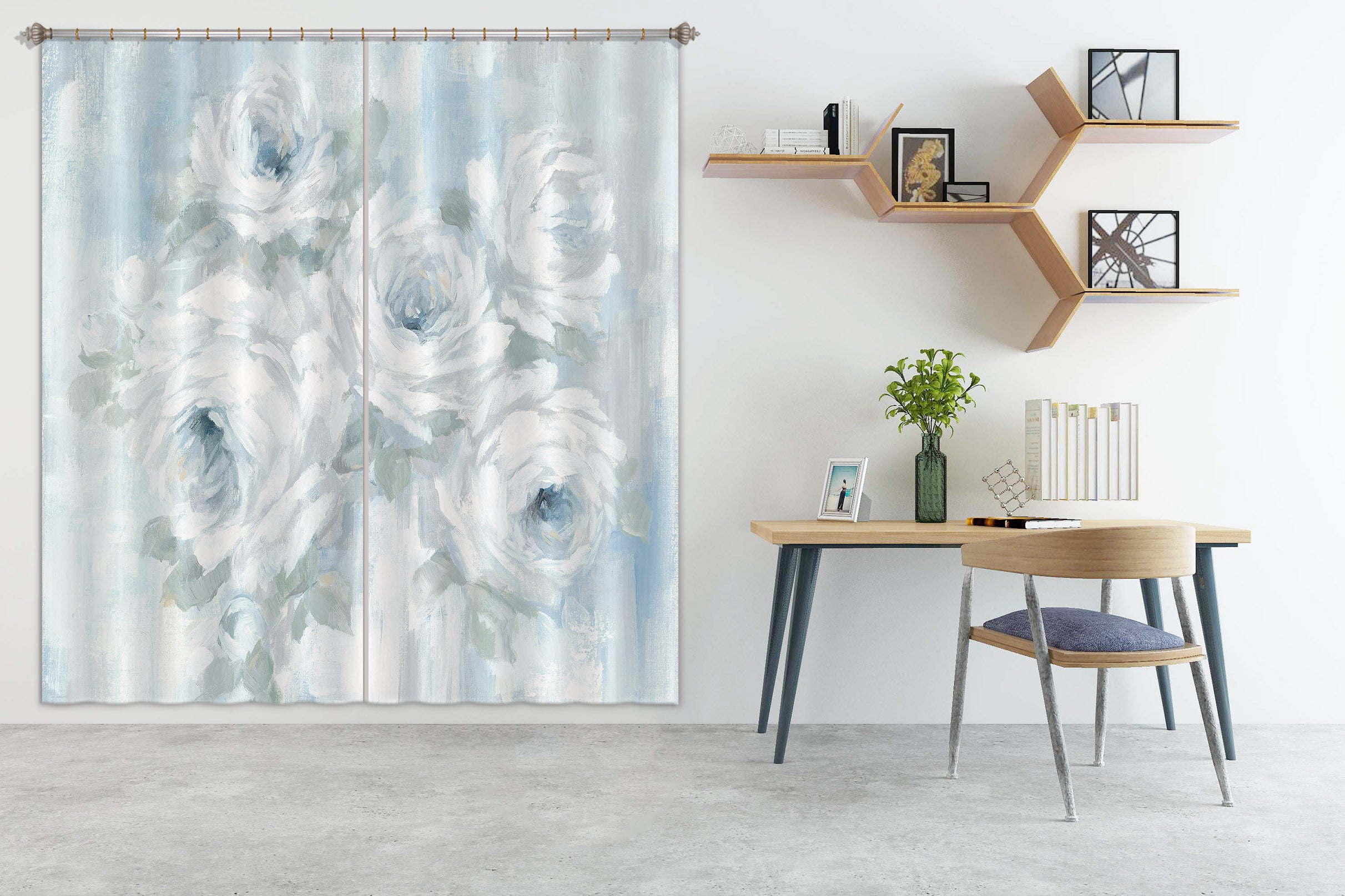 3D White Flowers 3100 Debi Coules Curtain Curtains Drapes