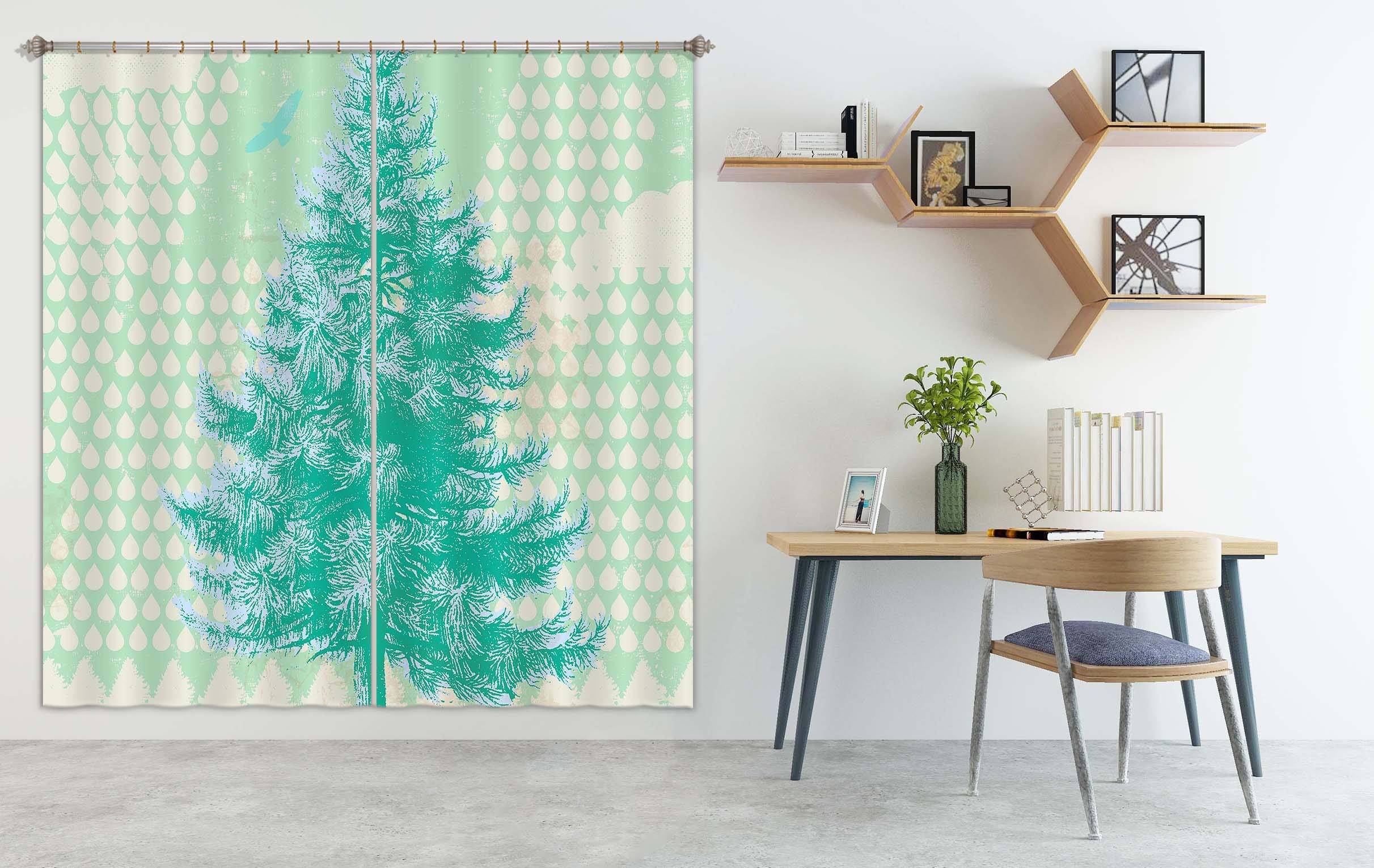 3D Blue Fir Tree 056 Showdeer Curtain Curtains Drapes Curtains AJ Creativity Home 