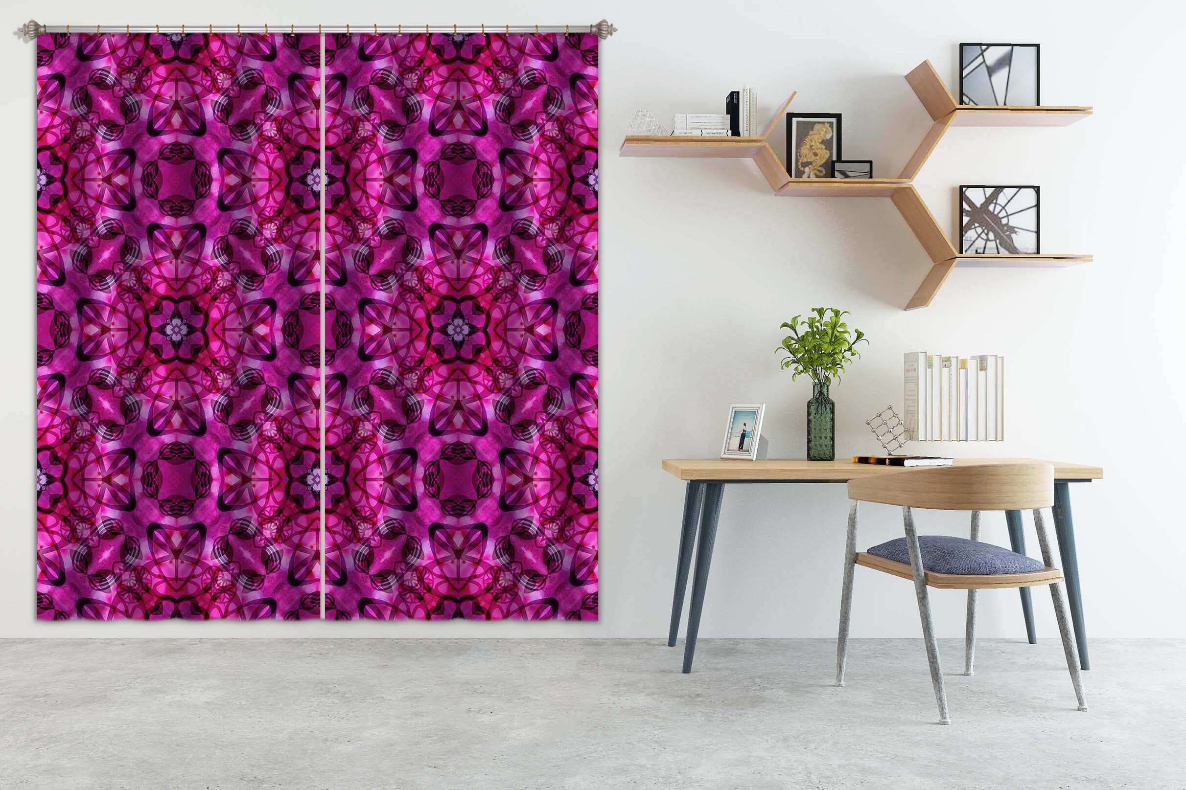3D Purple Pattern 038 Shandra Smith Curtain Curtains Drapes Curtains AJ Creativity Home 