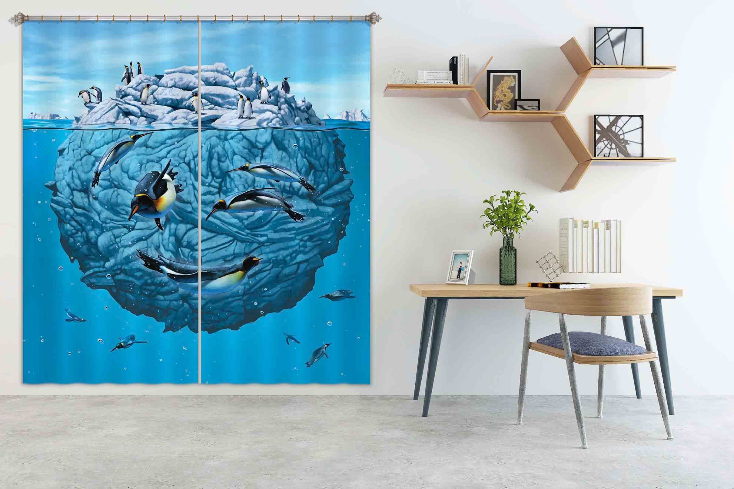 3D Penguin Wink Def 060 Vincent Hie Curtain Curtains Drapes Curtains AJ Creativity Home 