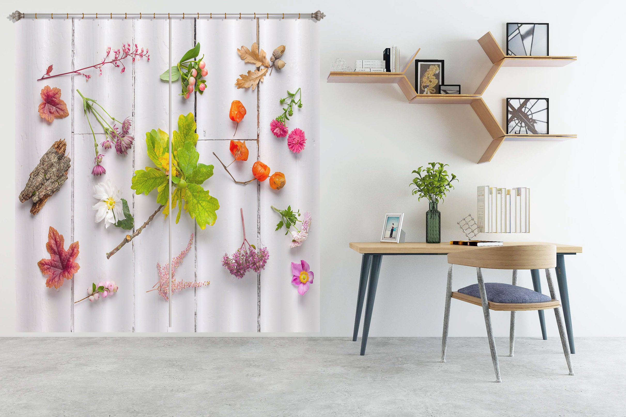 3D Red Maple Leaf 6315 Assaf Frank Curtain Curtains Drapes