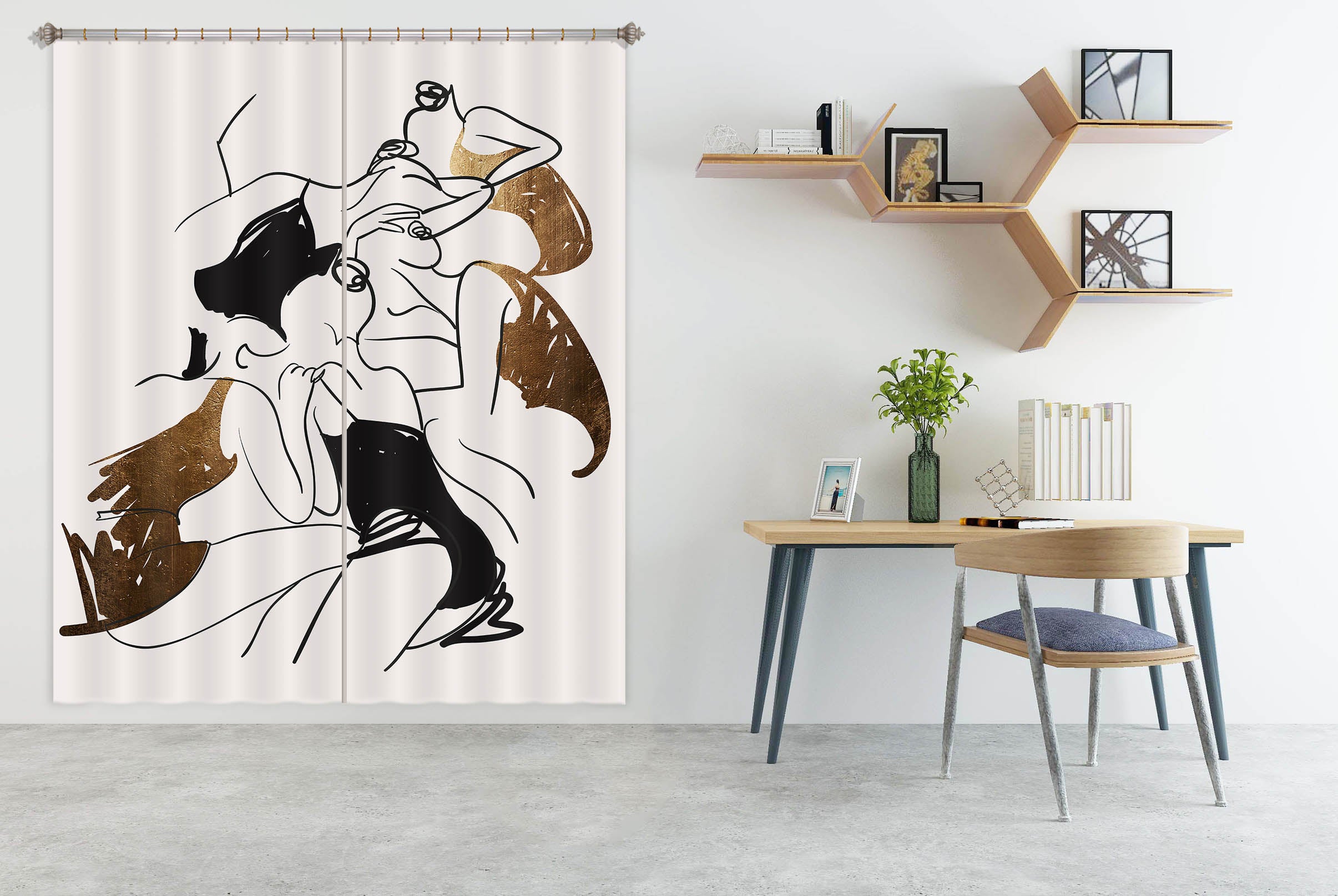 3D Abstract Woman 1010 Boris Draschoff Curtain Curtains Drapes