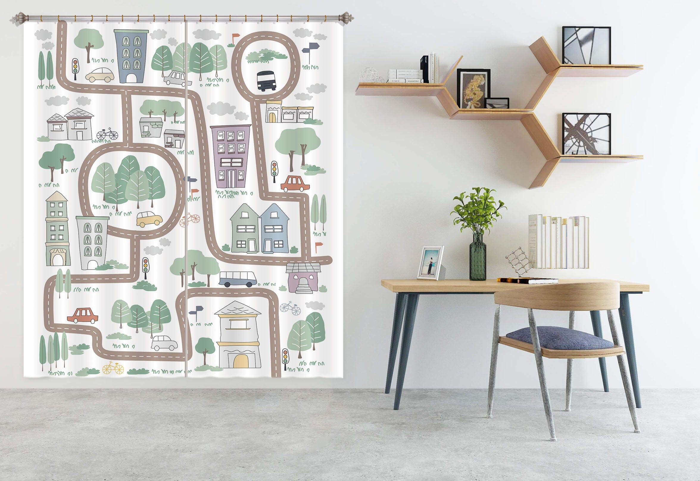 3D Lovely Street 042 Jillian Helvey Curtain Curtains Drapes Curtains AJ Creativity Home 