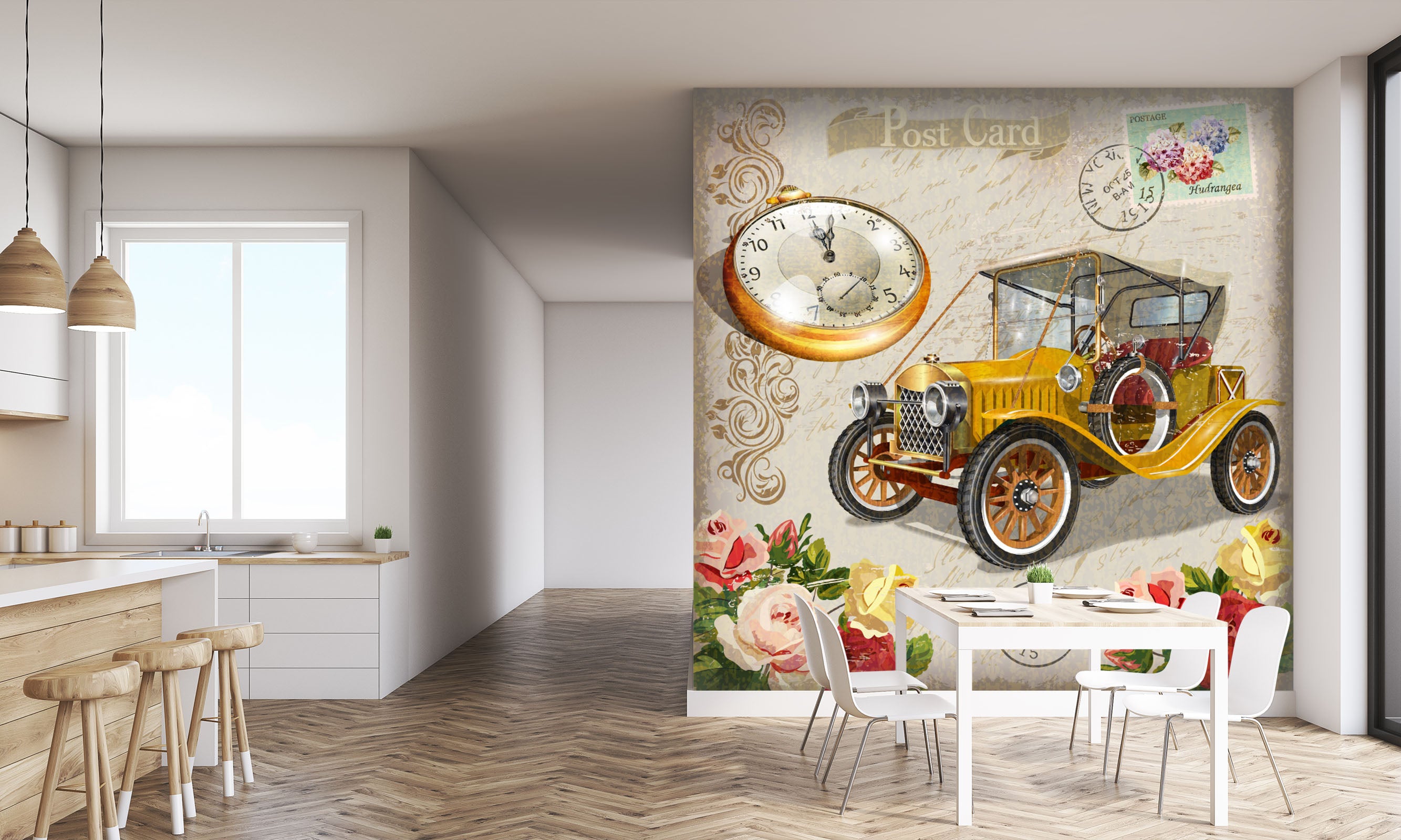 3D Pocket Watch Flower 240 Vehicle Wall Murals