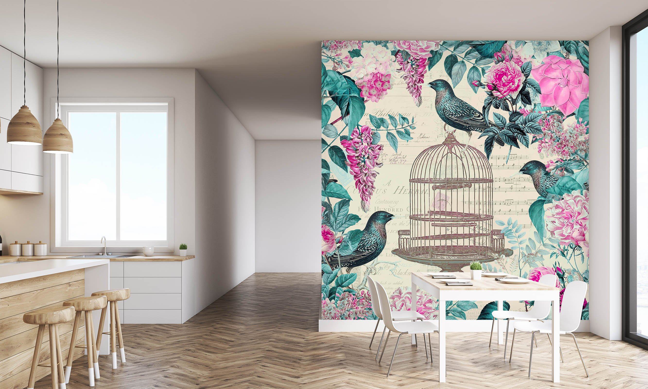 3D Birdcage And Flowers 1399 Andrea haase Wall Mural Wall Murals Wallpaper AJ Wallpaper 2 