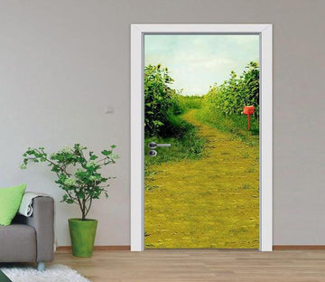 3D country road mailbox green trees door mural Wallpaper AJ Wallpaper 