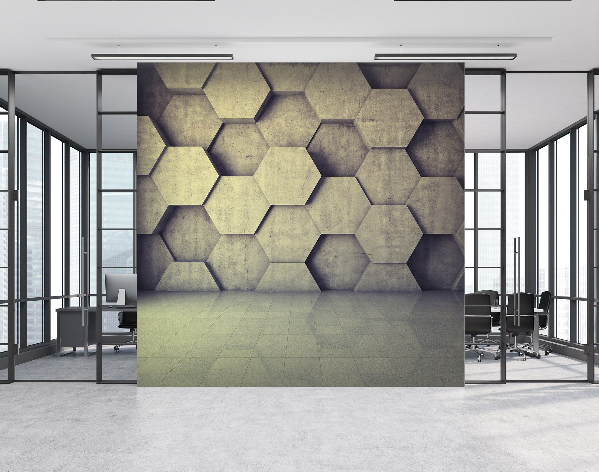 3D Hexagonal Wood 065 Wall Murals
