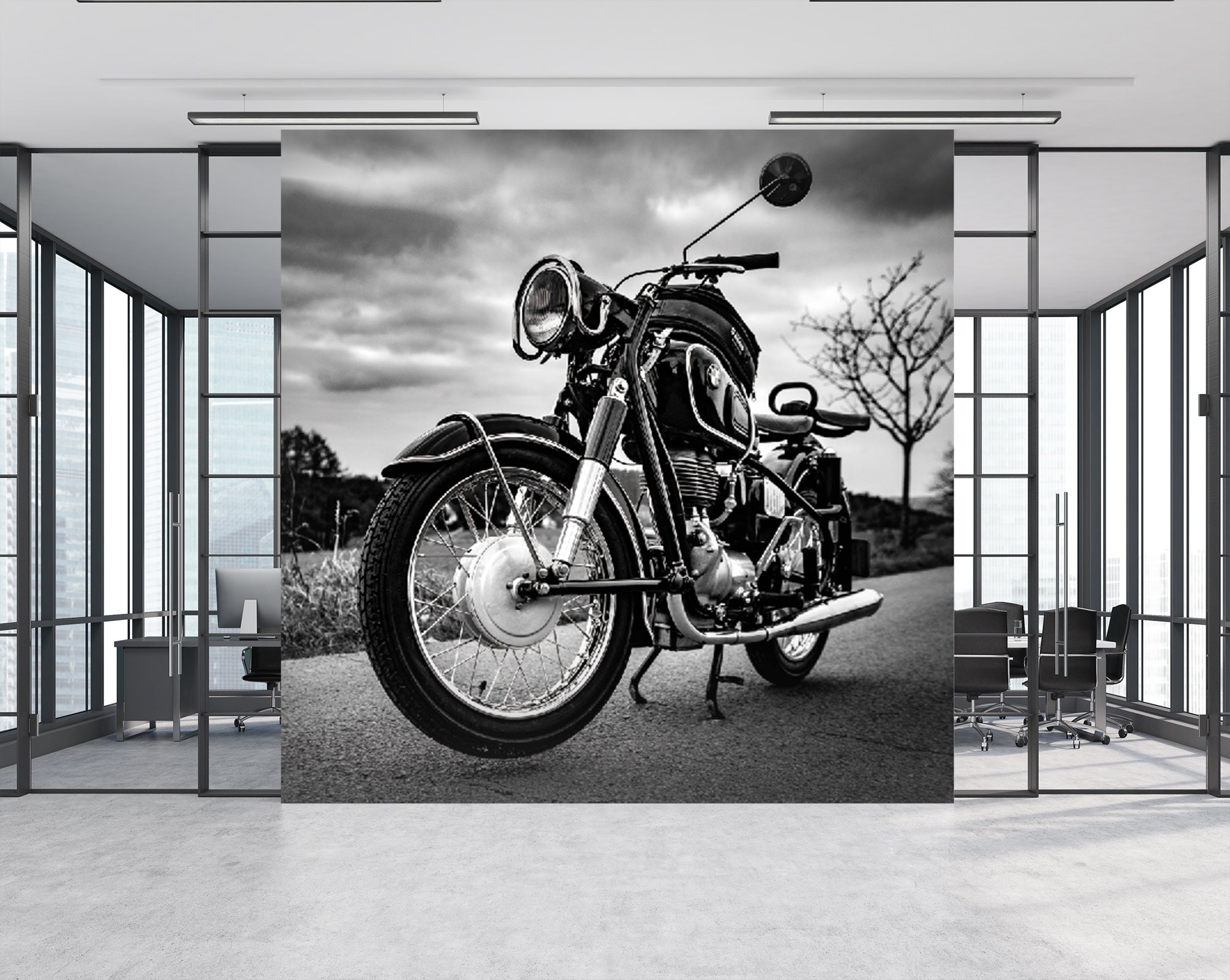 3D Black Motorcycle 275 Vehicle Wall Murals