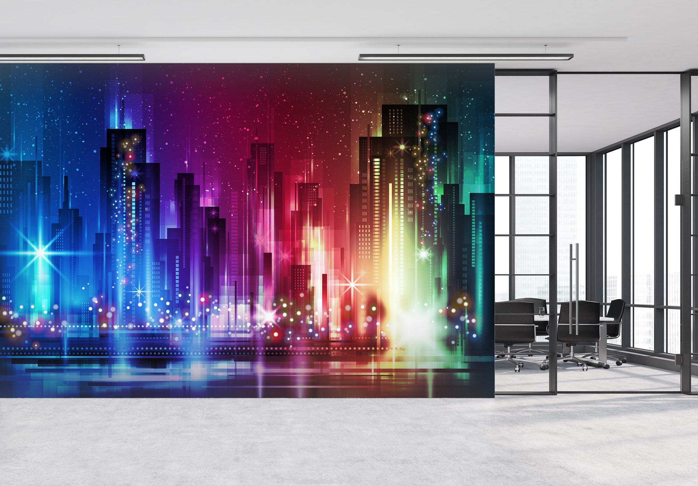 3D Night Building 043 Wall Murals