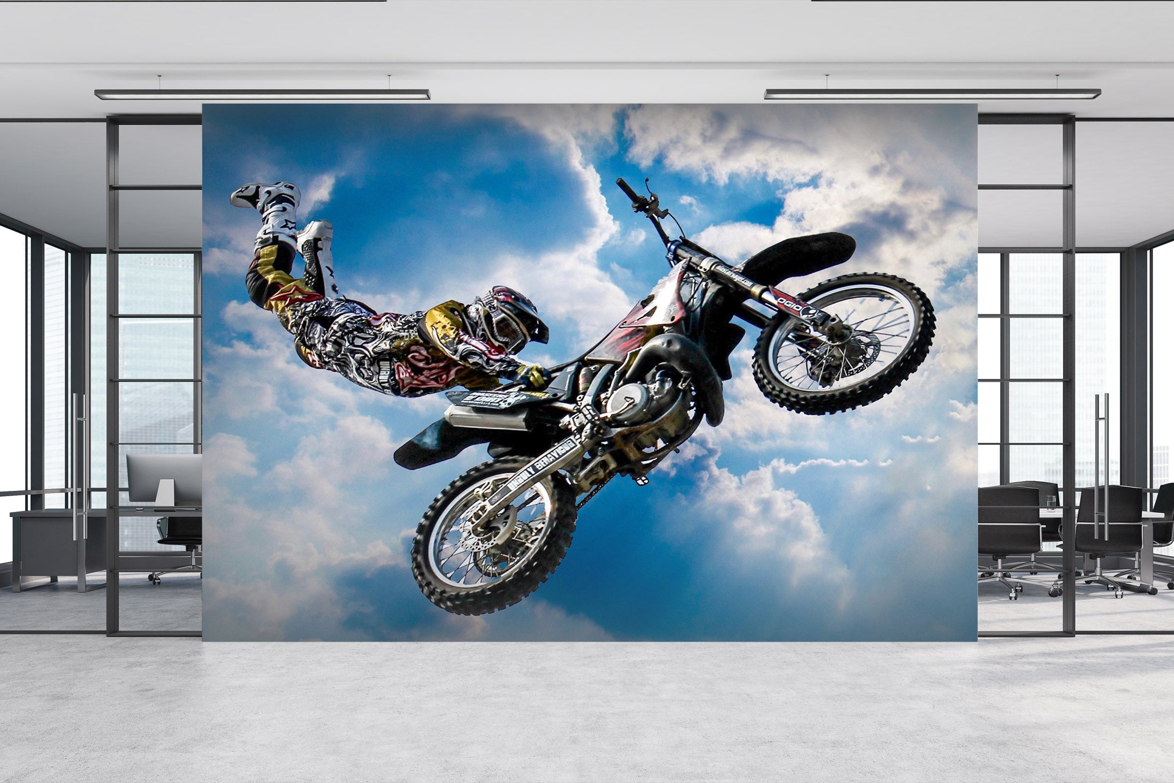 3D Motorcycle Flies Up 128 Vehicle Wall Murals
