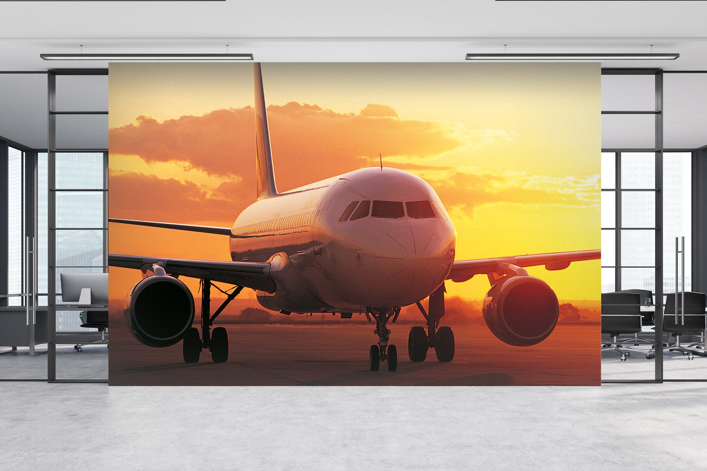3D Dusk Airport 146 Vehicle Wall Murals